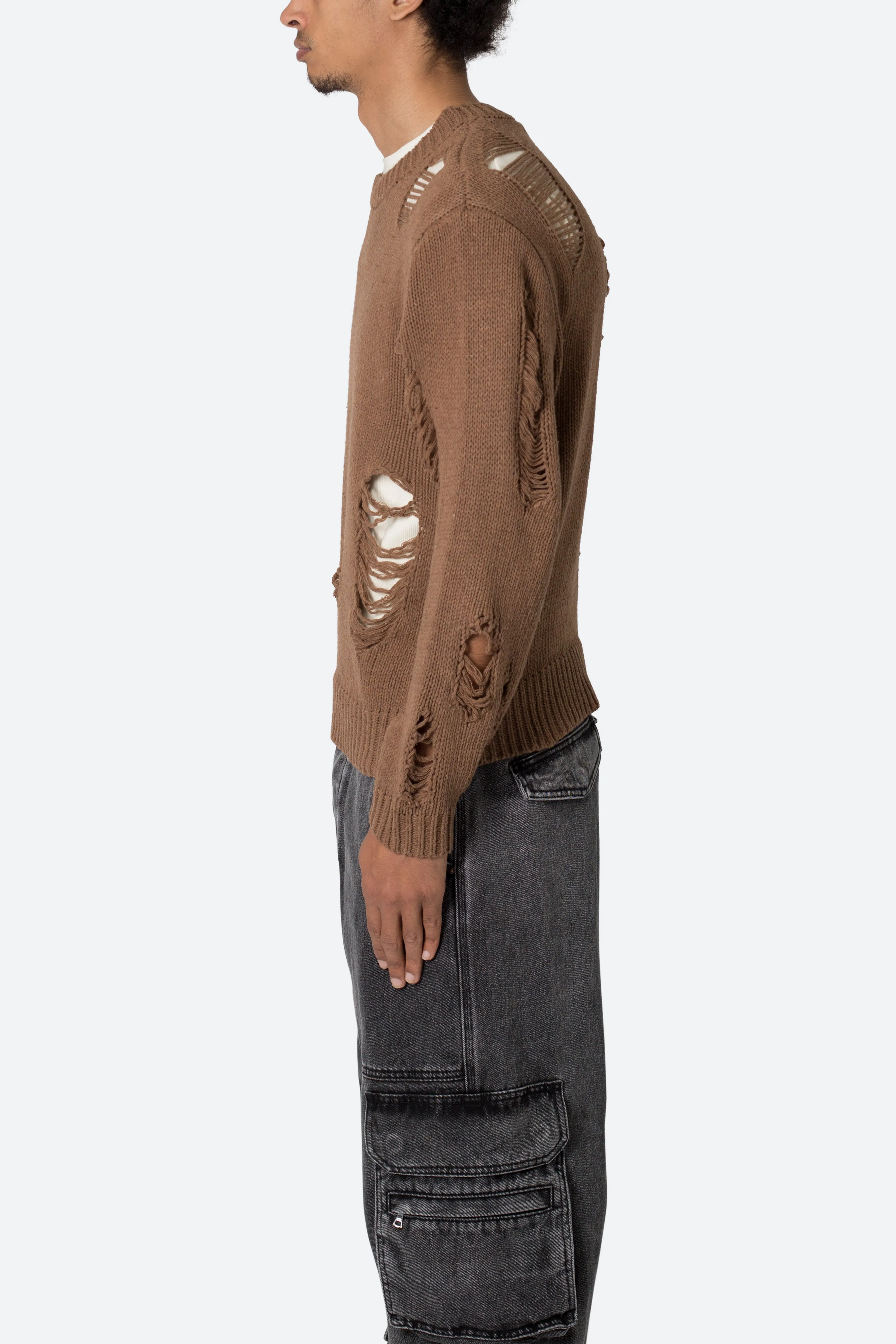 Distressed Sweater - Brown sold by MNML product image thumbnail 5