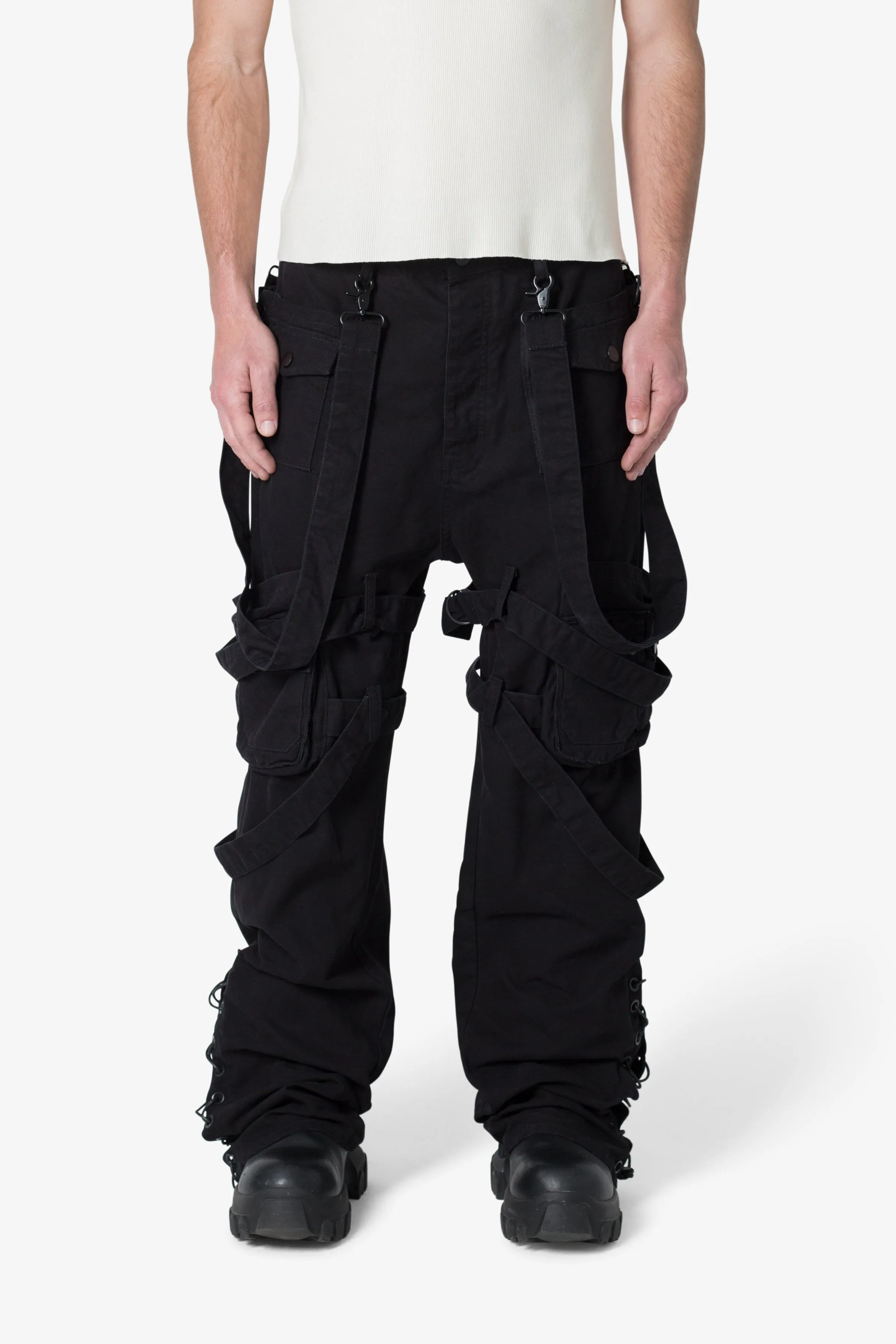 Laced Up Cargo Pants - Black sold by MNML