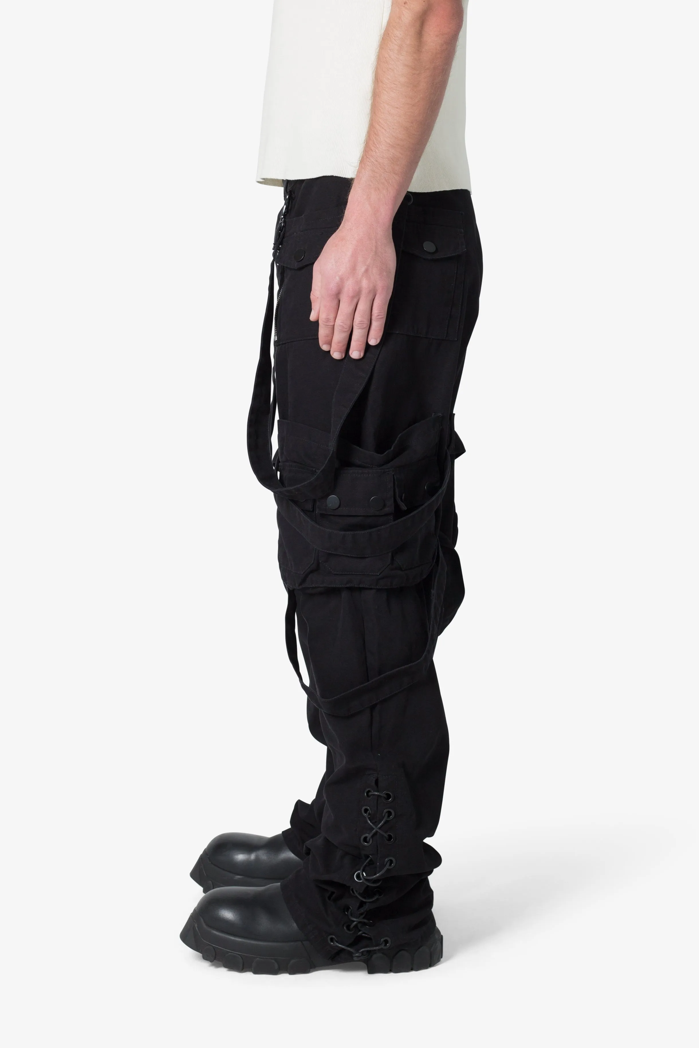 Laced Up Cargo Pants - Black sold by MNML product image thumbnail 4