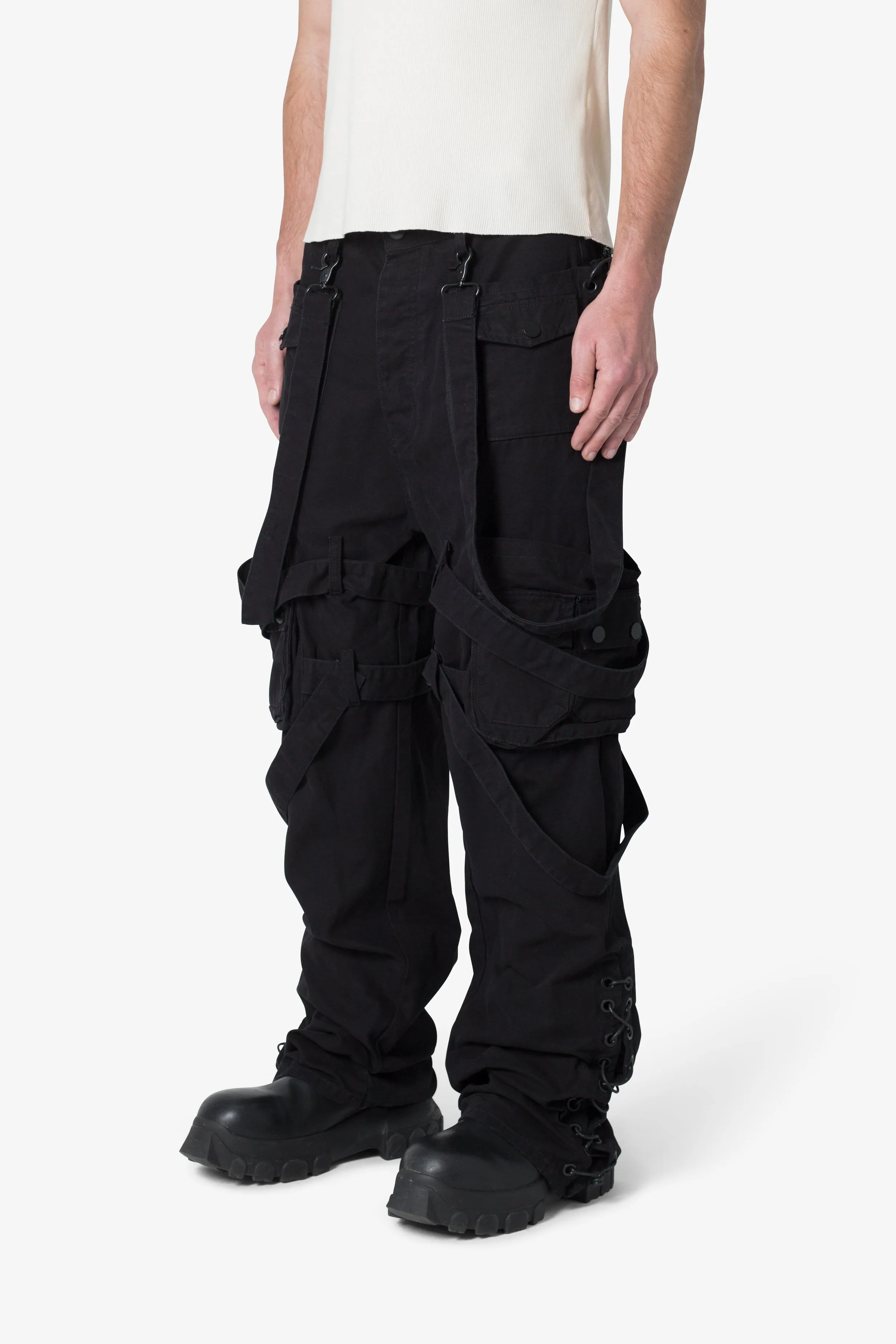 Laced Up Cargo Pants - Black sold by MNML product image thumbnail 3