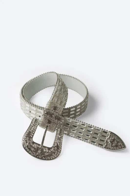 Mirrored Studded Belt - SIlver sold by MNML