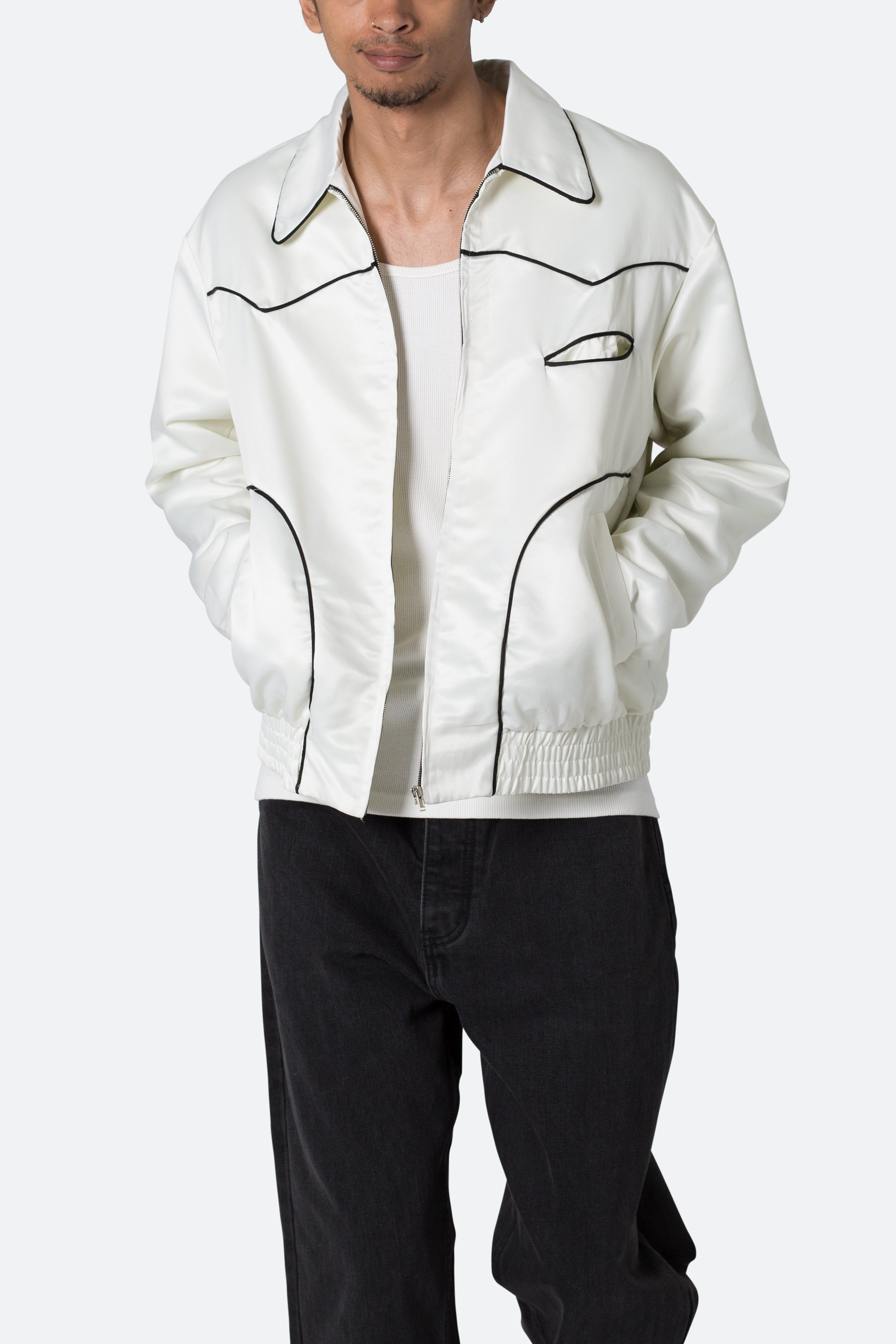 Piped Zip Up Jacket - Off White sold by MNML product image thumbnail 2