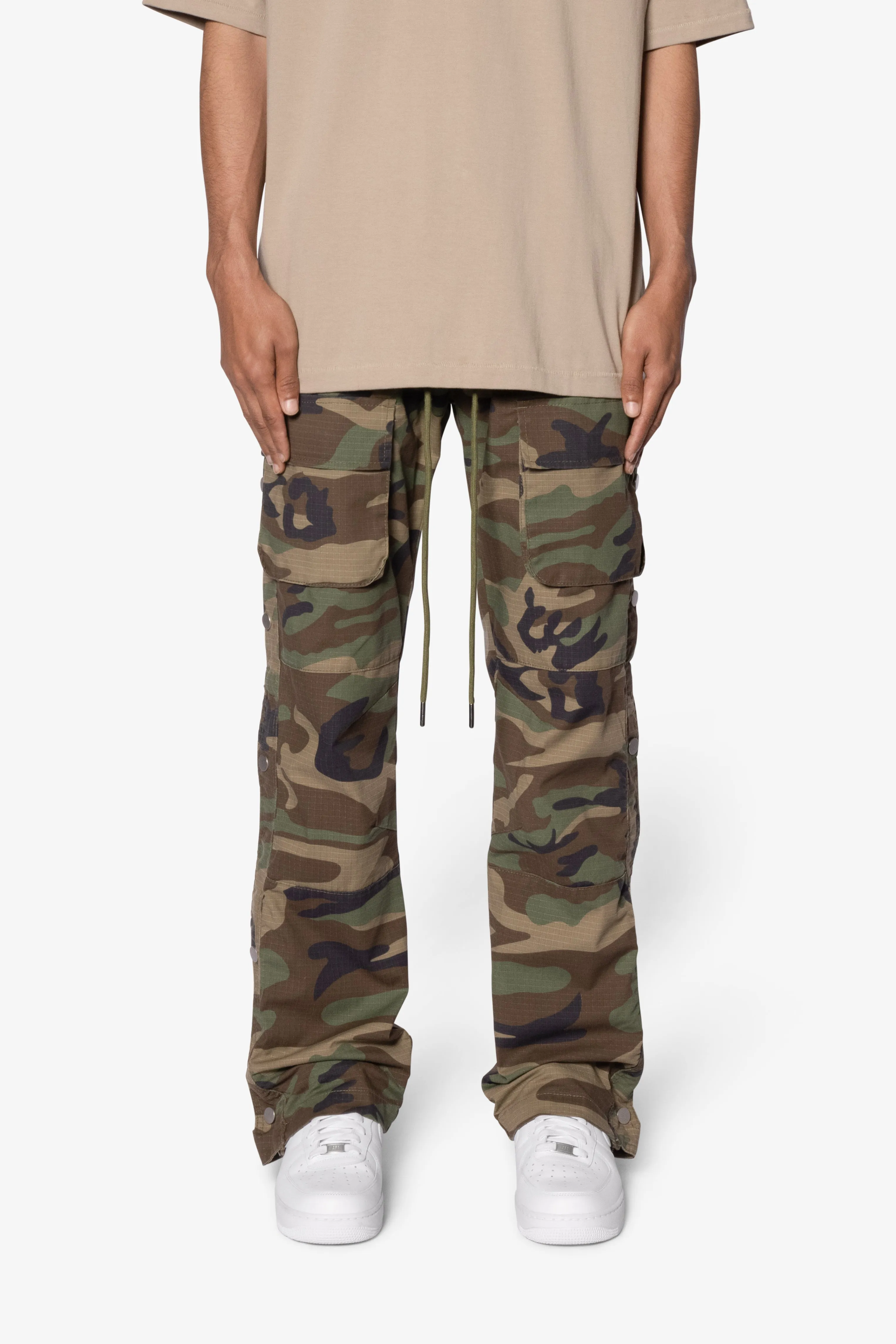 Snap Front Cargo Pants - Camo sold by MNML