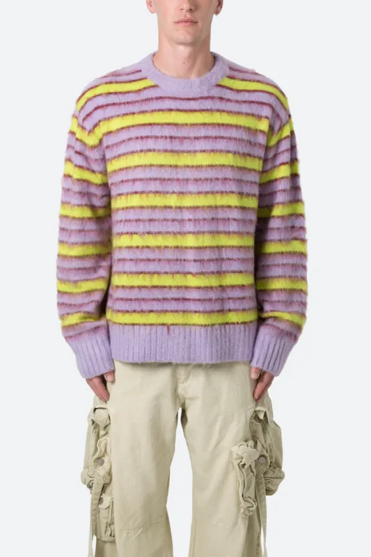 Striped Mohair Sweater - Green/Purple sold by MNML