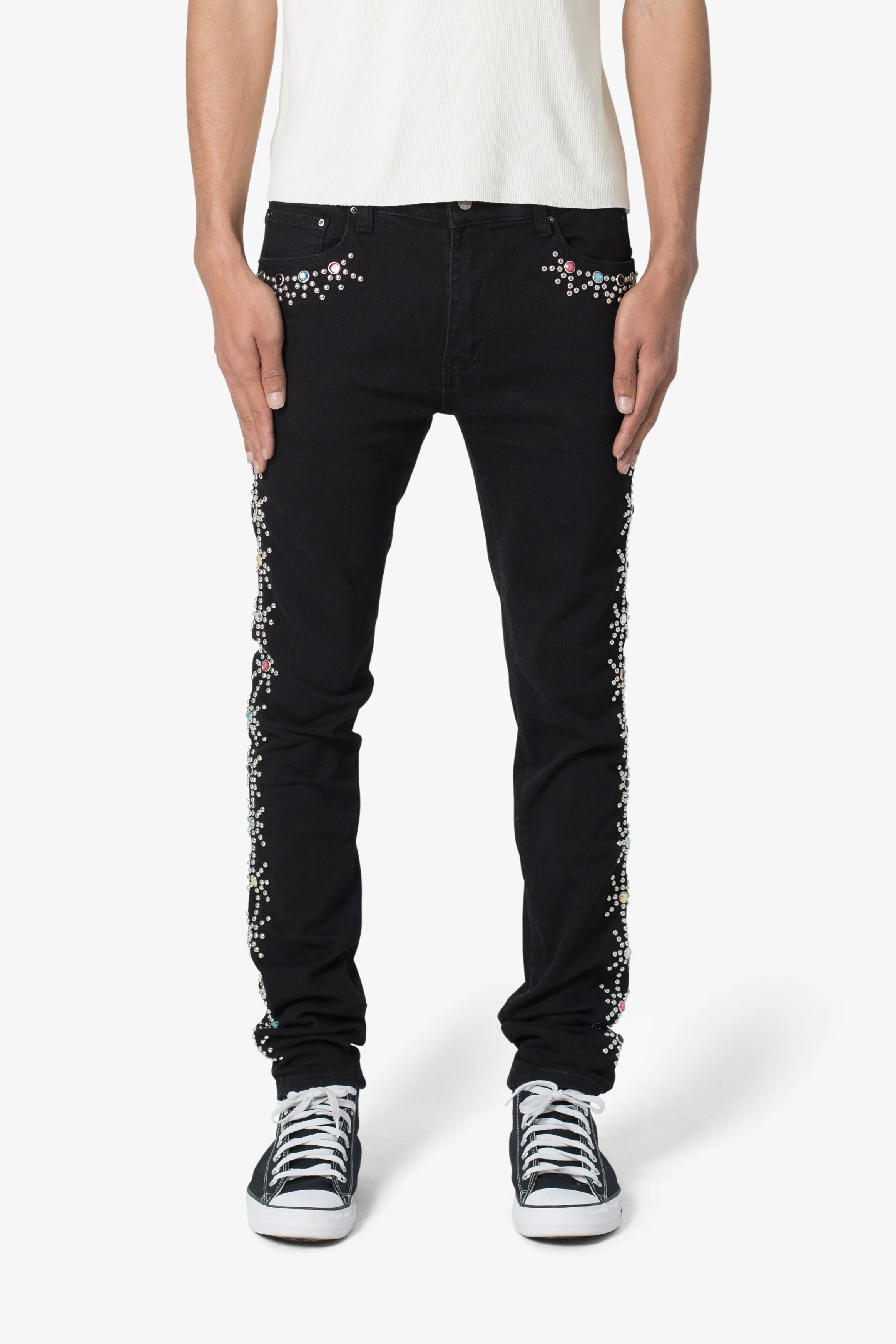 X620 Studded Skinny Denim - Black sold by MNML product image thumbnail 3