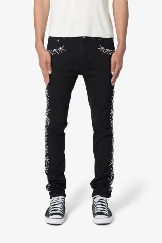 X620 Studded Skinny Denim - Black sold by MNML