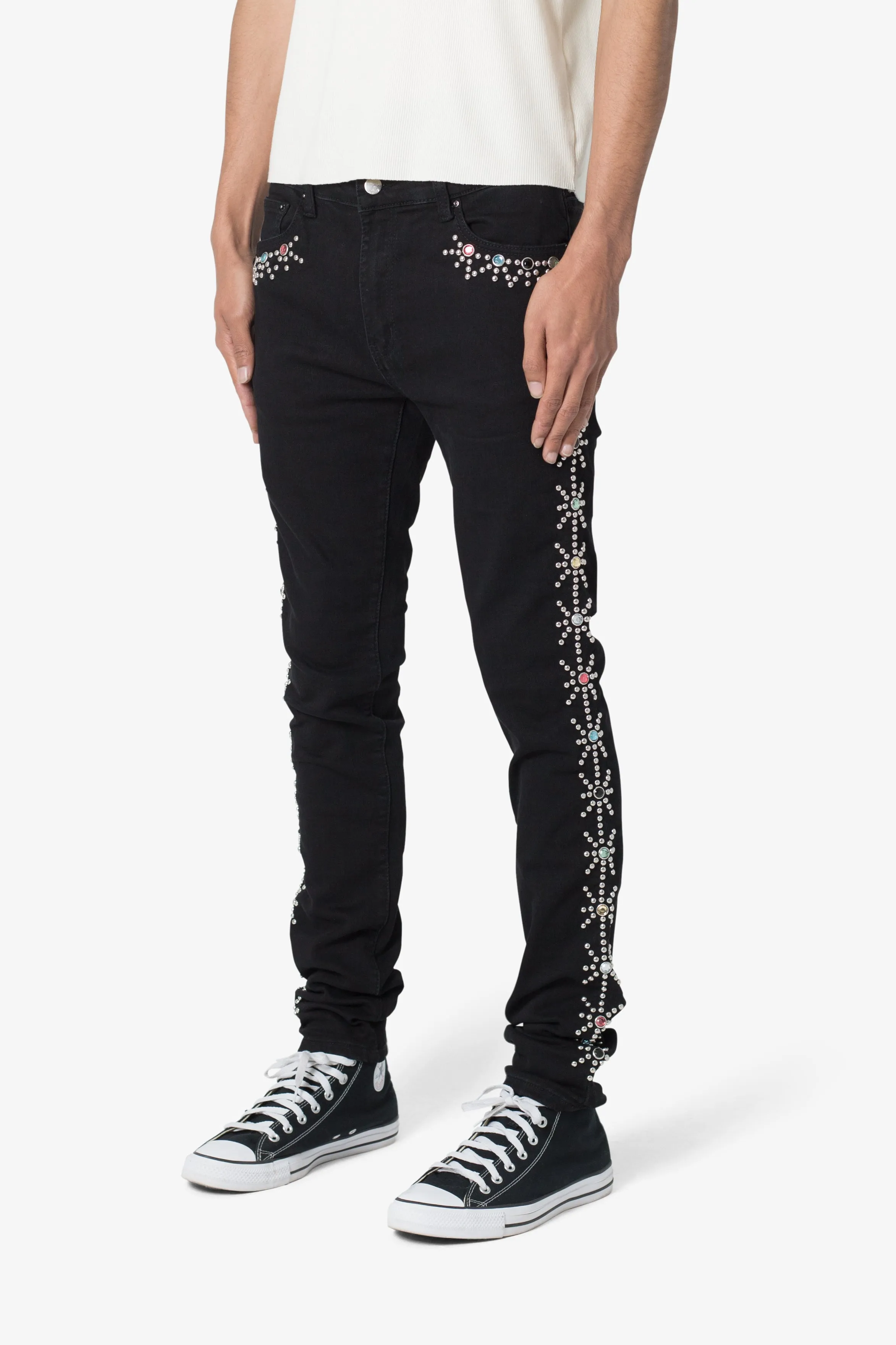 X620 Studded Skinny Denim - Black sold by MNML product image thumbnail 4