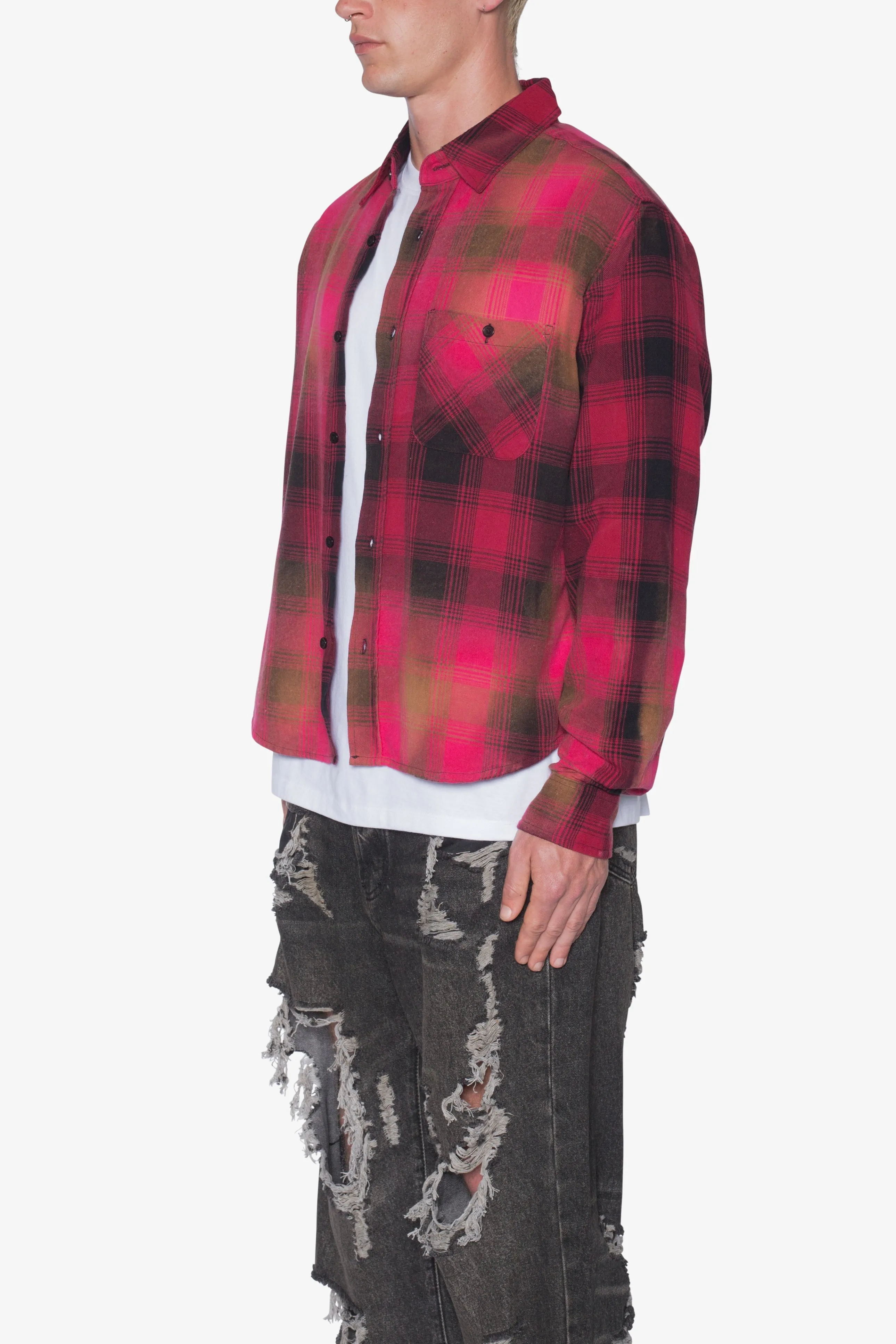 Vintage Washed Shirt - Red/Black sold by MNML product image thumbnail 3