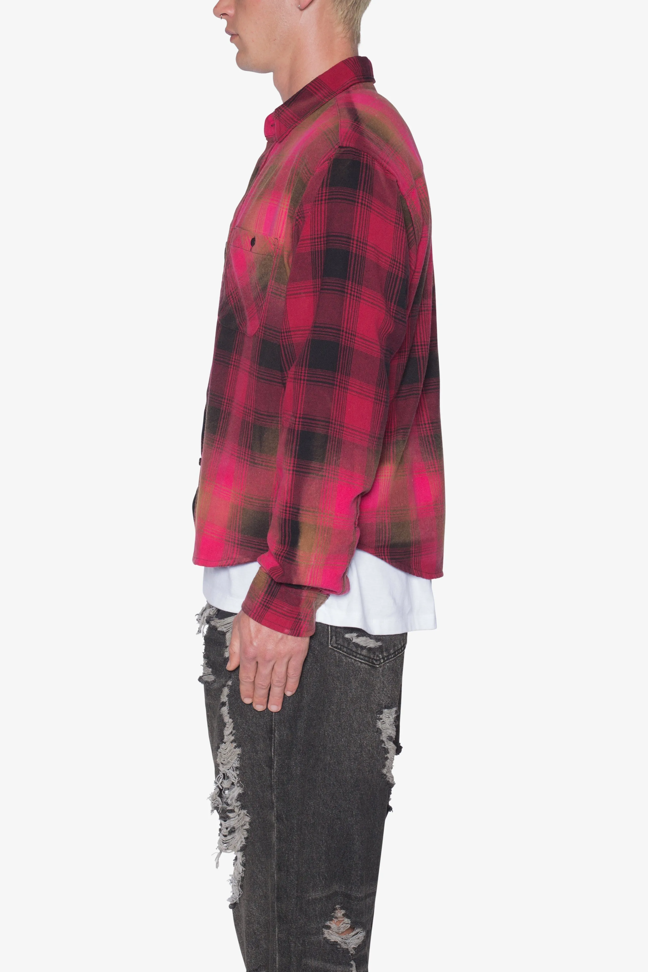 Vintage Washed Shirt - Red/Black sold by MNML product image thumbnail 4