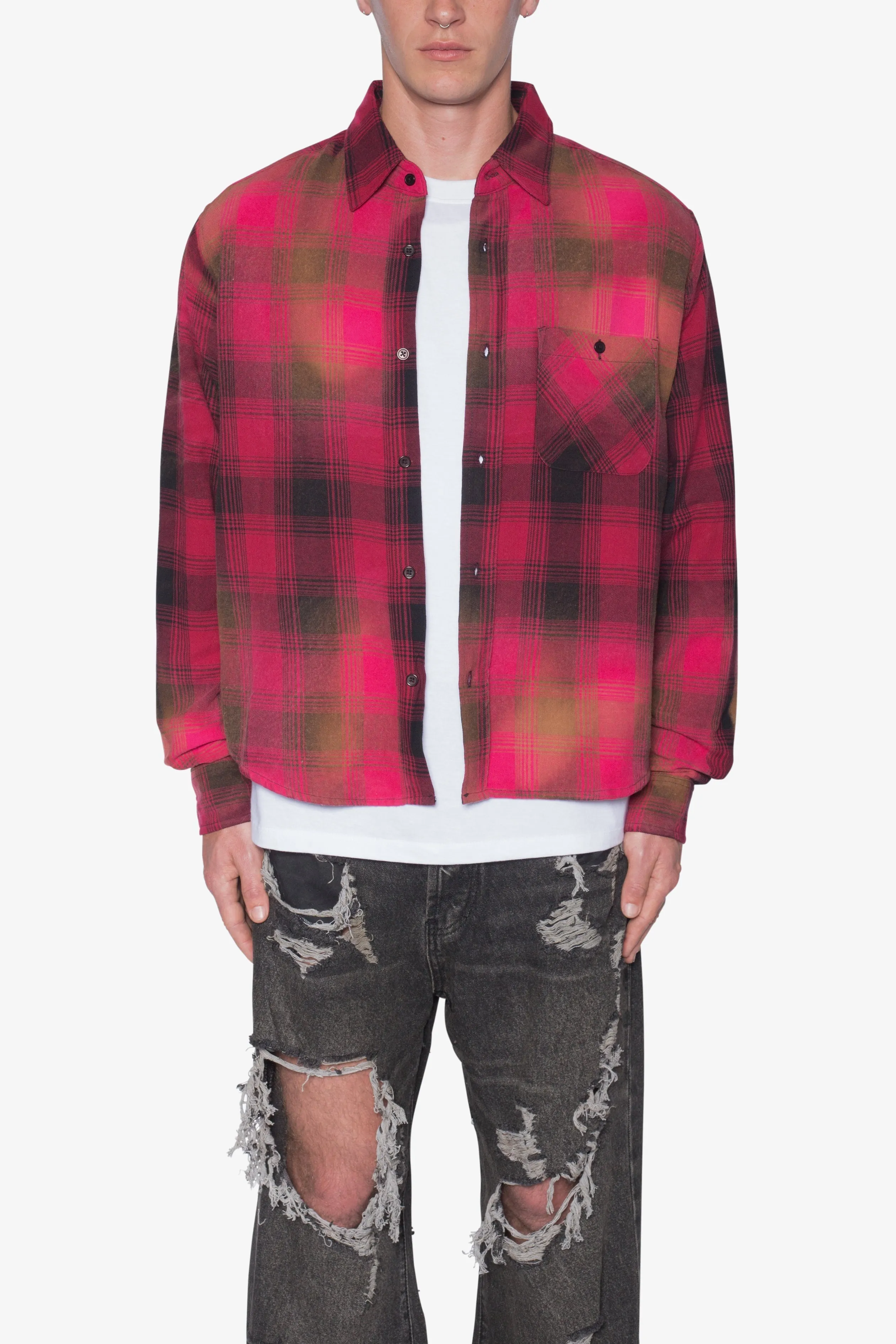 Vintage Washed Shirt - Red/Black sold by MNML