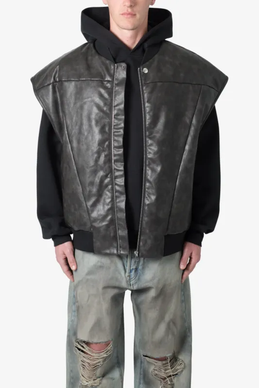 Leather Bomber Vest - Black sold by MNML