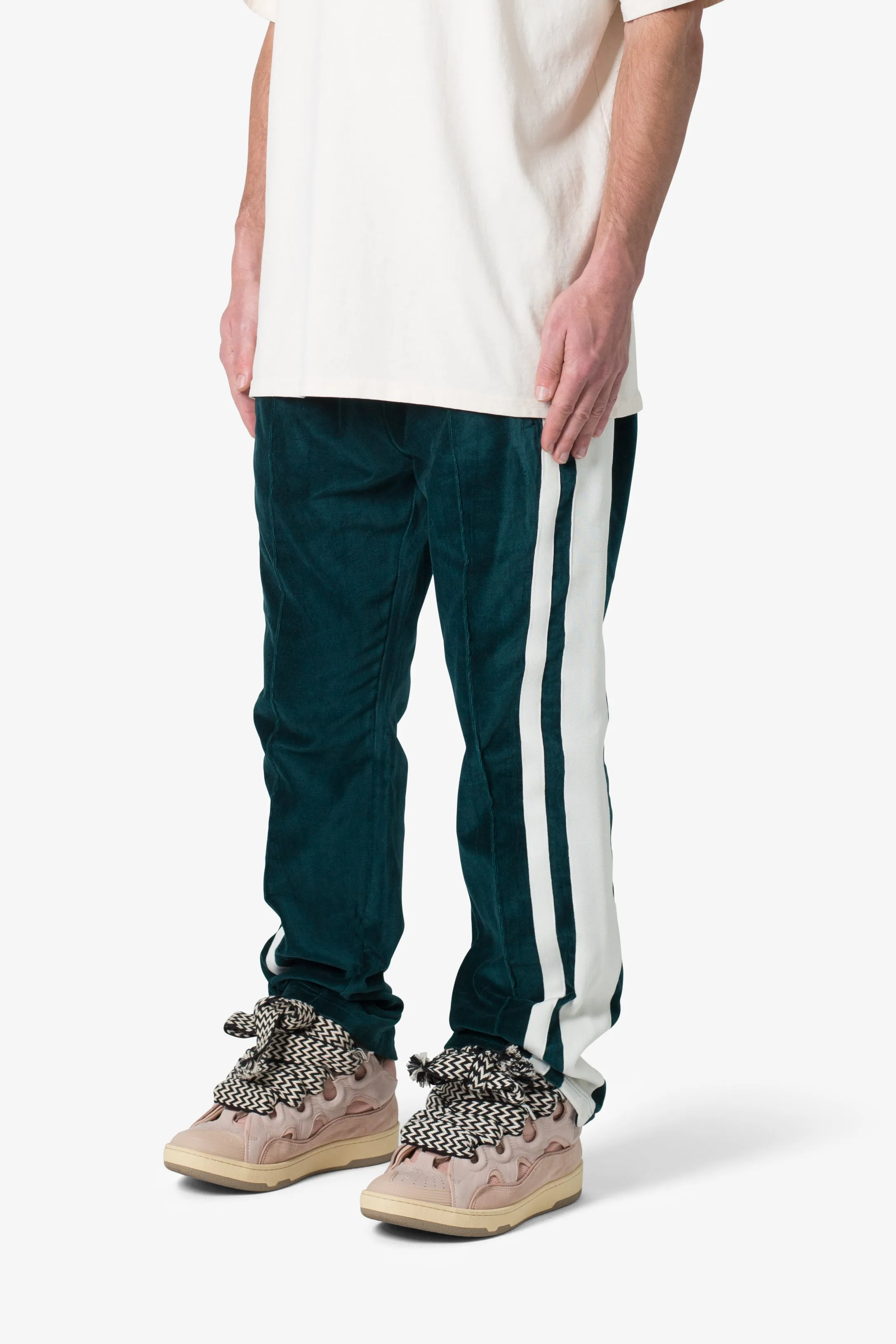 Baggy Velour Track Pants - Green sold by MNML product image thumbnail 4