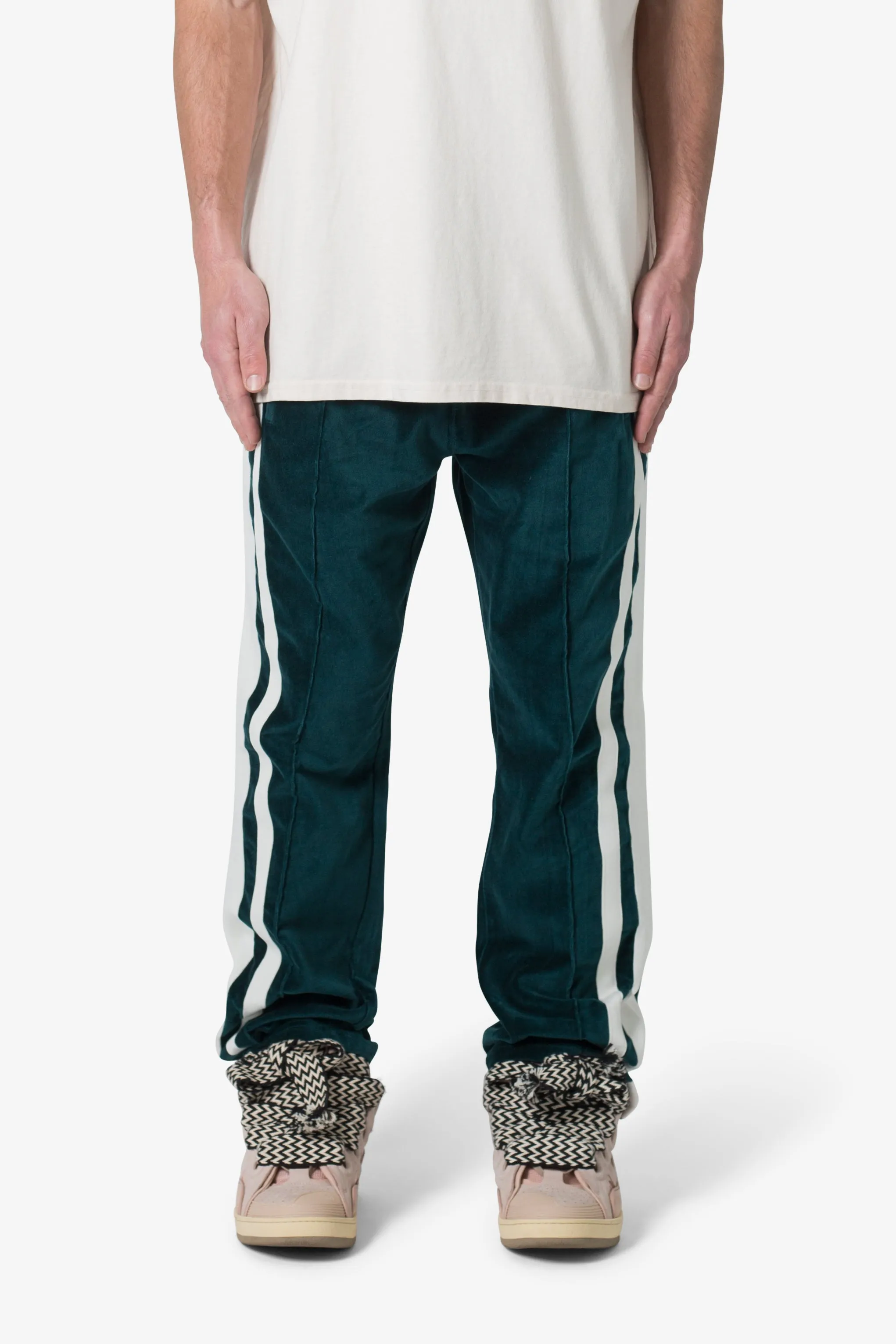 Baggy Velour Track Pants - Green sold by MNML