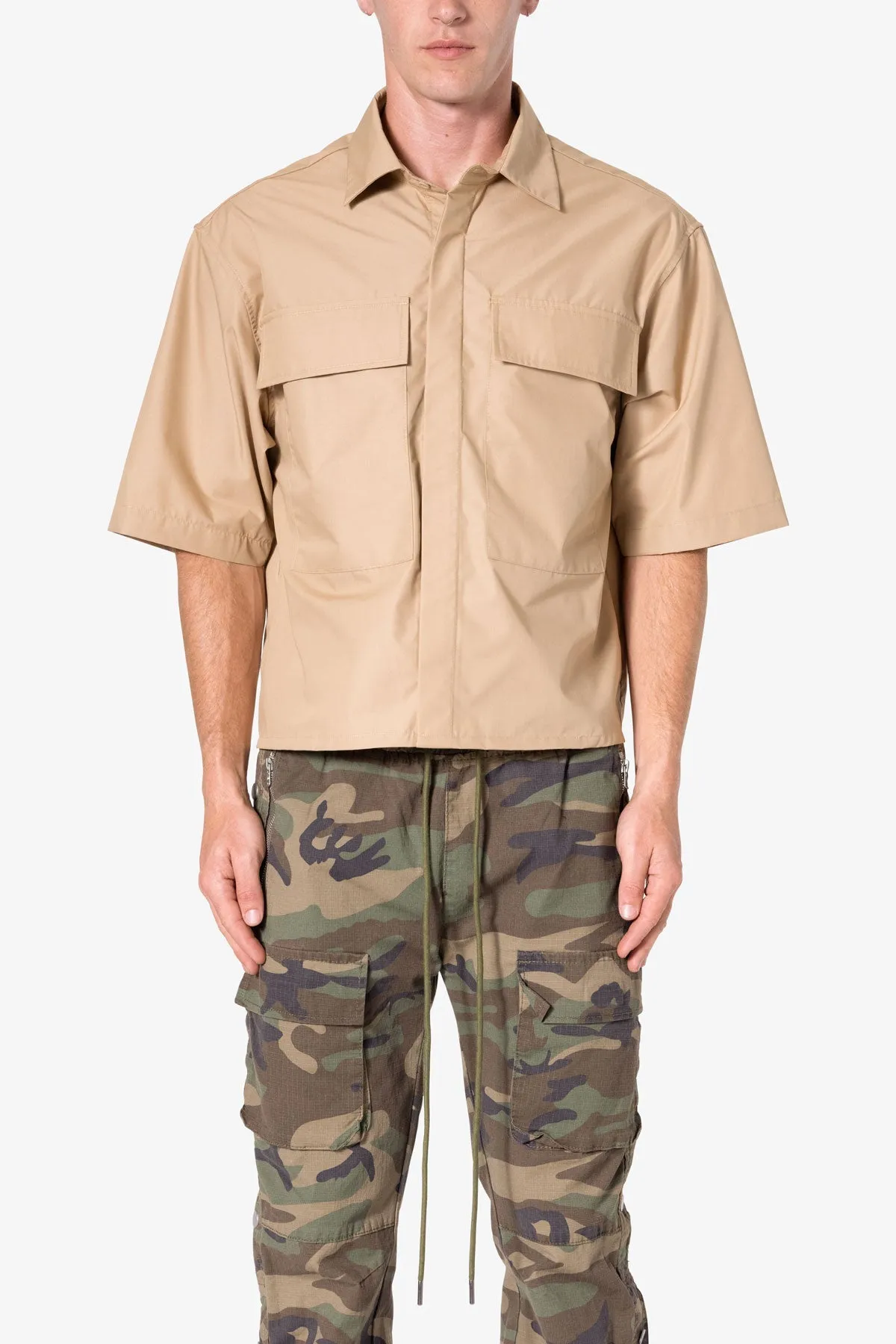 Cropped S/S Shirt - Khaki sold by MNML product image thumbnail 2