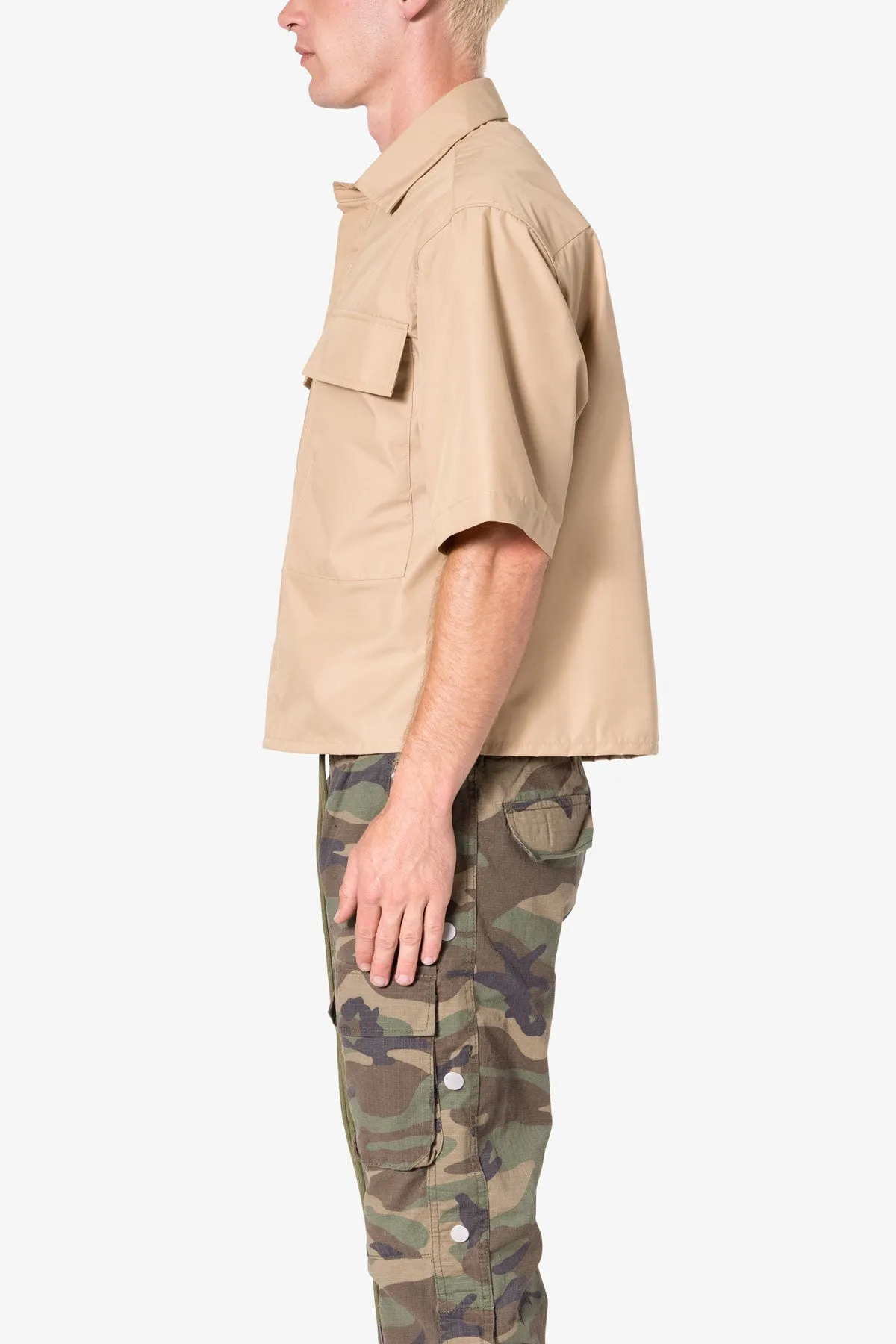 Cropped S/S Shirt - Khaki sold by MNML product image thumbnail 4