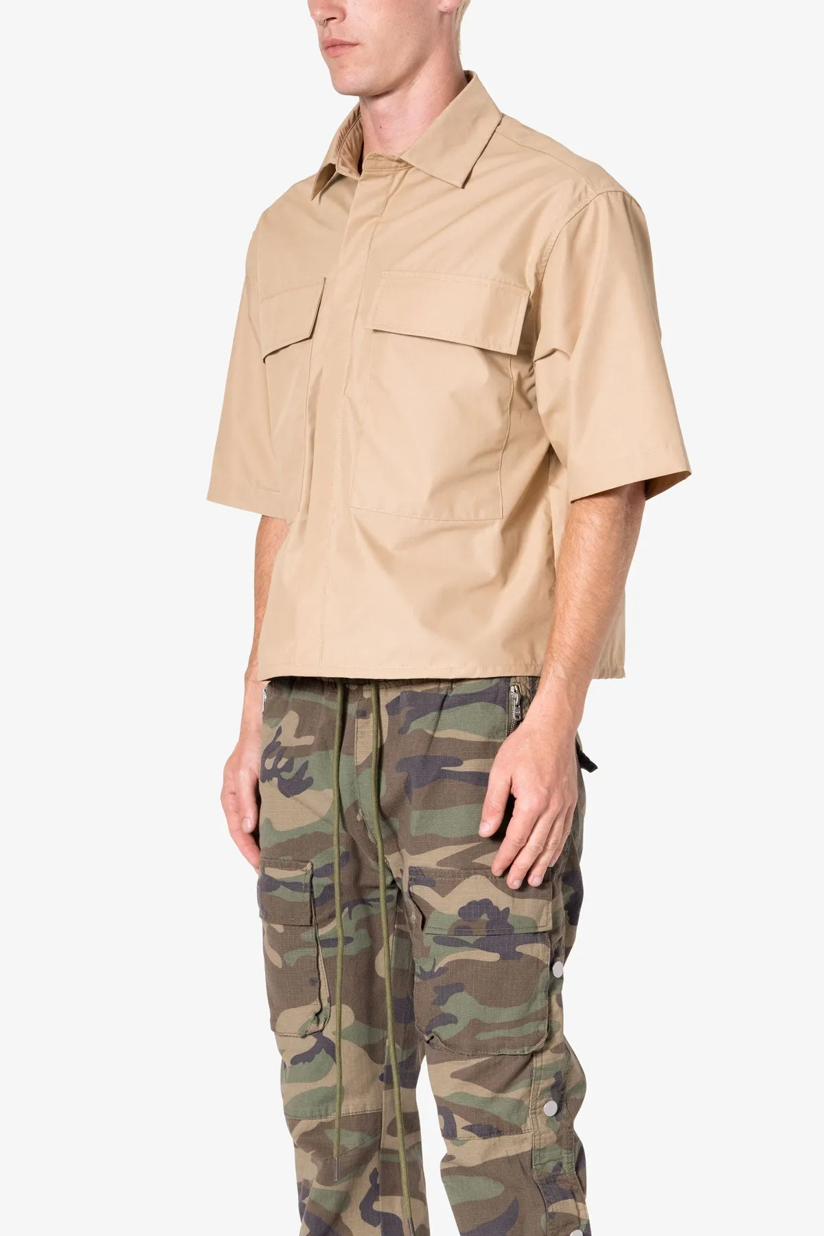 Cropped S/S Shirt - Khaki sold by MNML product image thumbnail 3