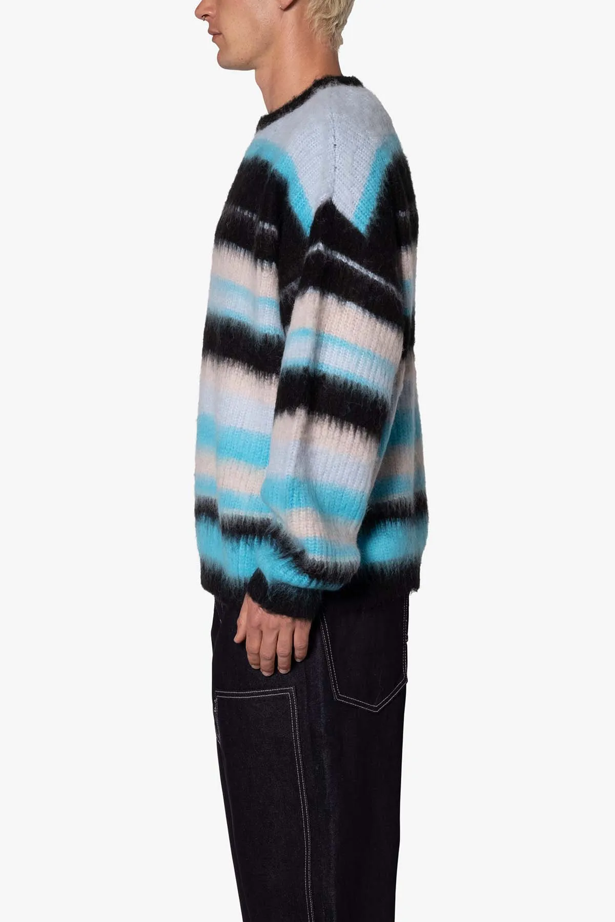 Oversized Water Striped Sweater - Blue sold by MNML product image thumbnail 5