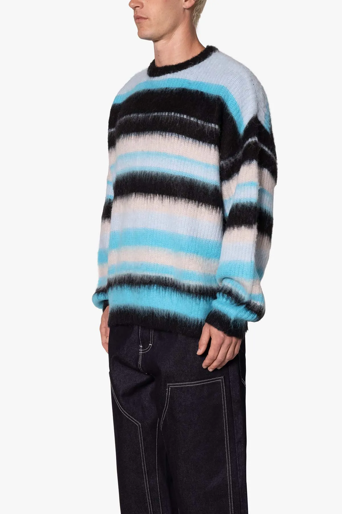 Oversized Water Striped Sweater - Blue sold by MNML product image thumbnail 4