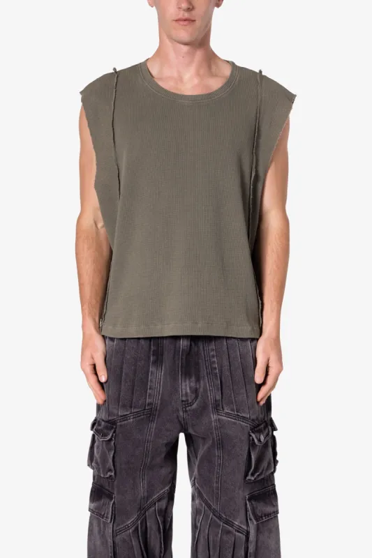 Paneled Knit Tank - Vintage Olive sold by MNML
