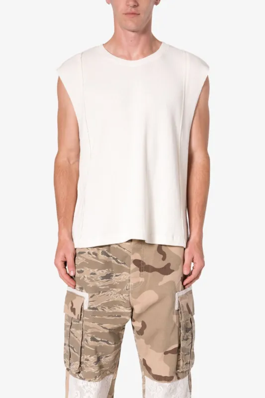 Paneled Knit Tank - Cream sold by MNML