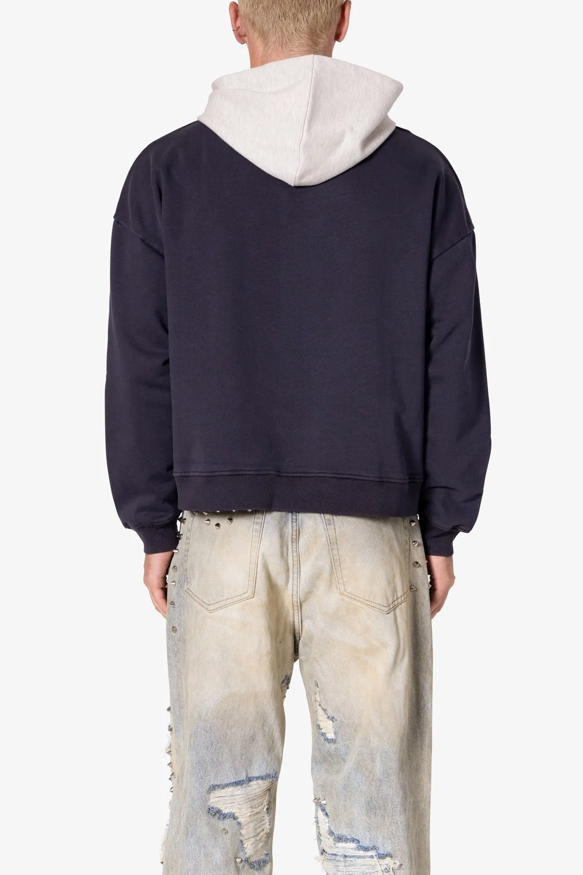 Contrast Crewneck Hoodie - Navy/Grey sold by MNML product image thumbnail 5