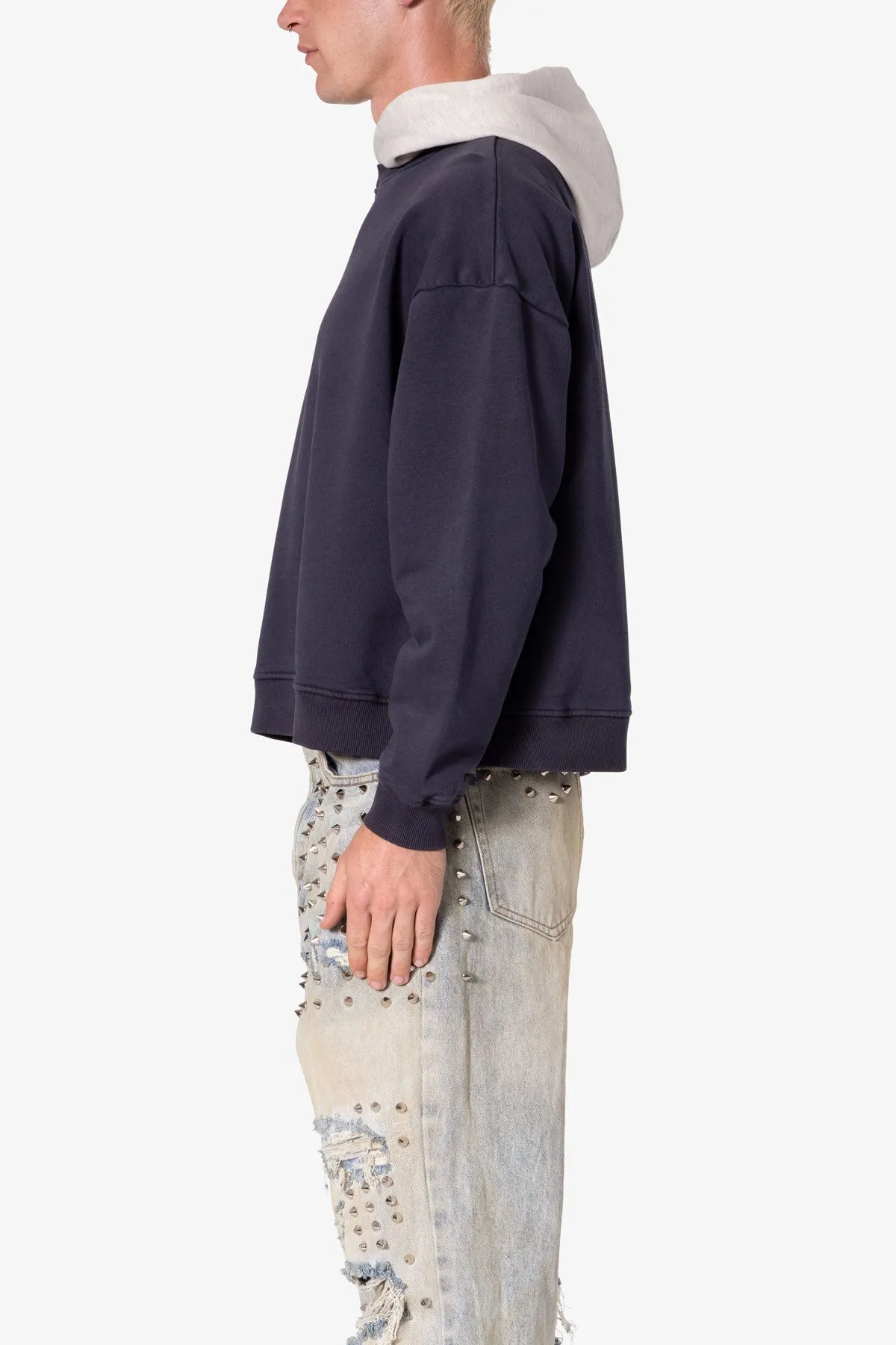 Contrast Crewneck Hoodie - Navy/Grey sold by MNML product image thumbnail 4