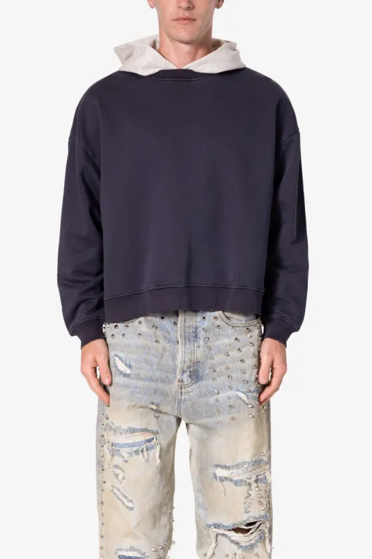 Contrast Crewneck Hoodie - Navy/Grey sold by MNML
