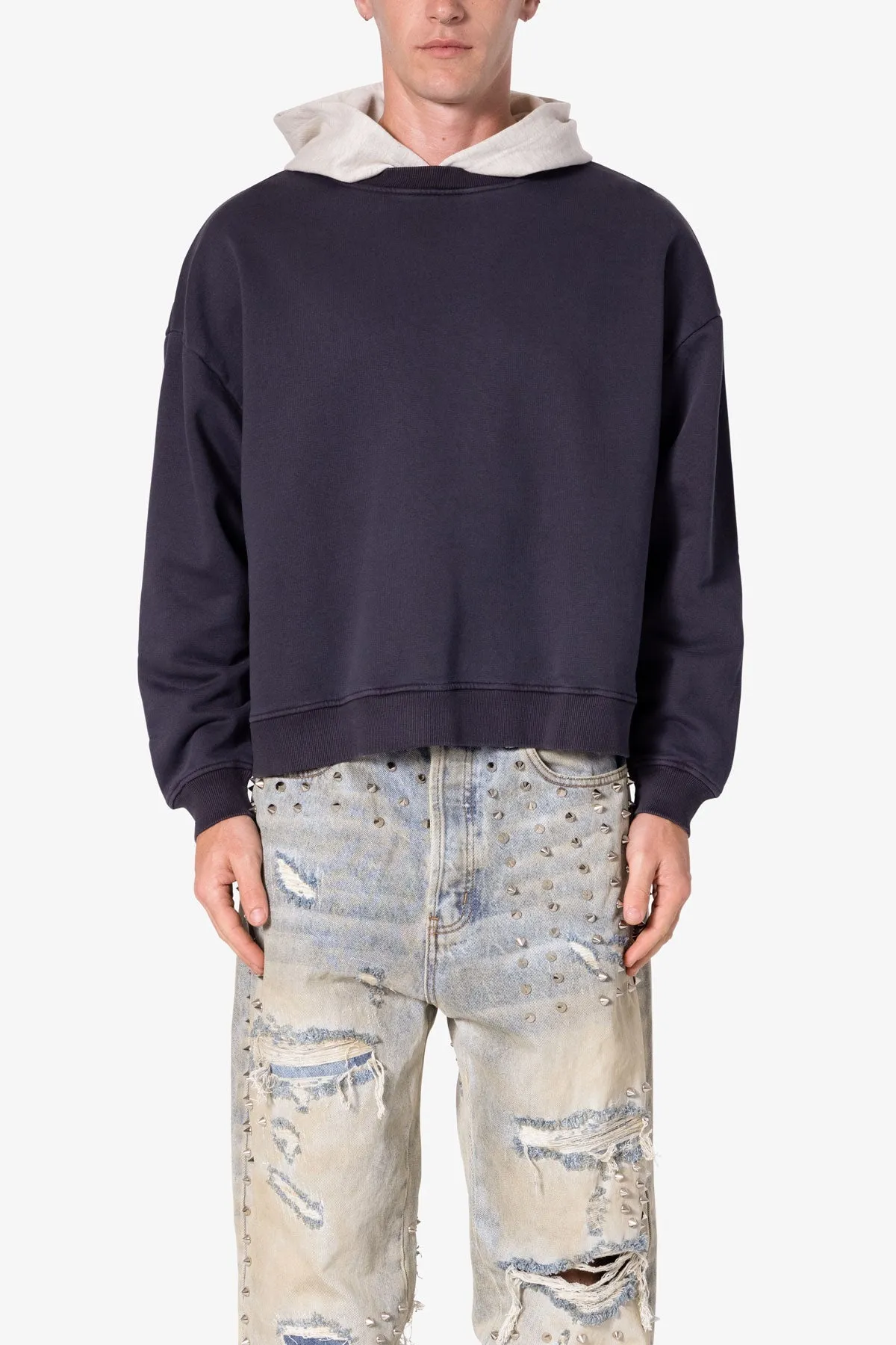 Contrast Crewneck Hoodie - Navy/Grey sold by MNML