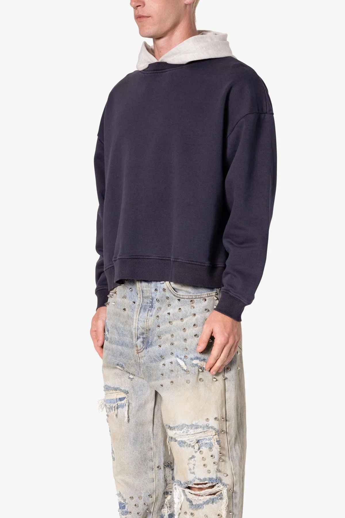 Contrast Crewneck Hoodie - Navy/Grey sold by MNML product image thumbnail 3