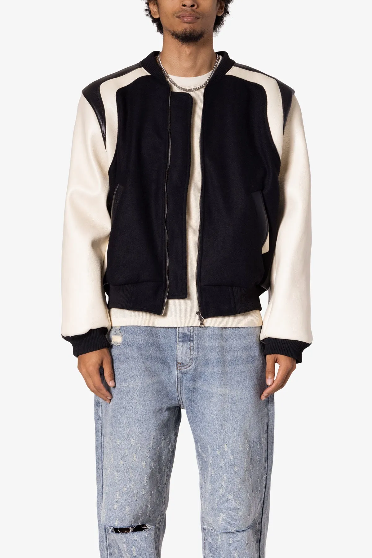 Varsity Mod Jacket - Black/White sold by MNML