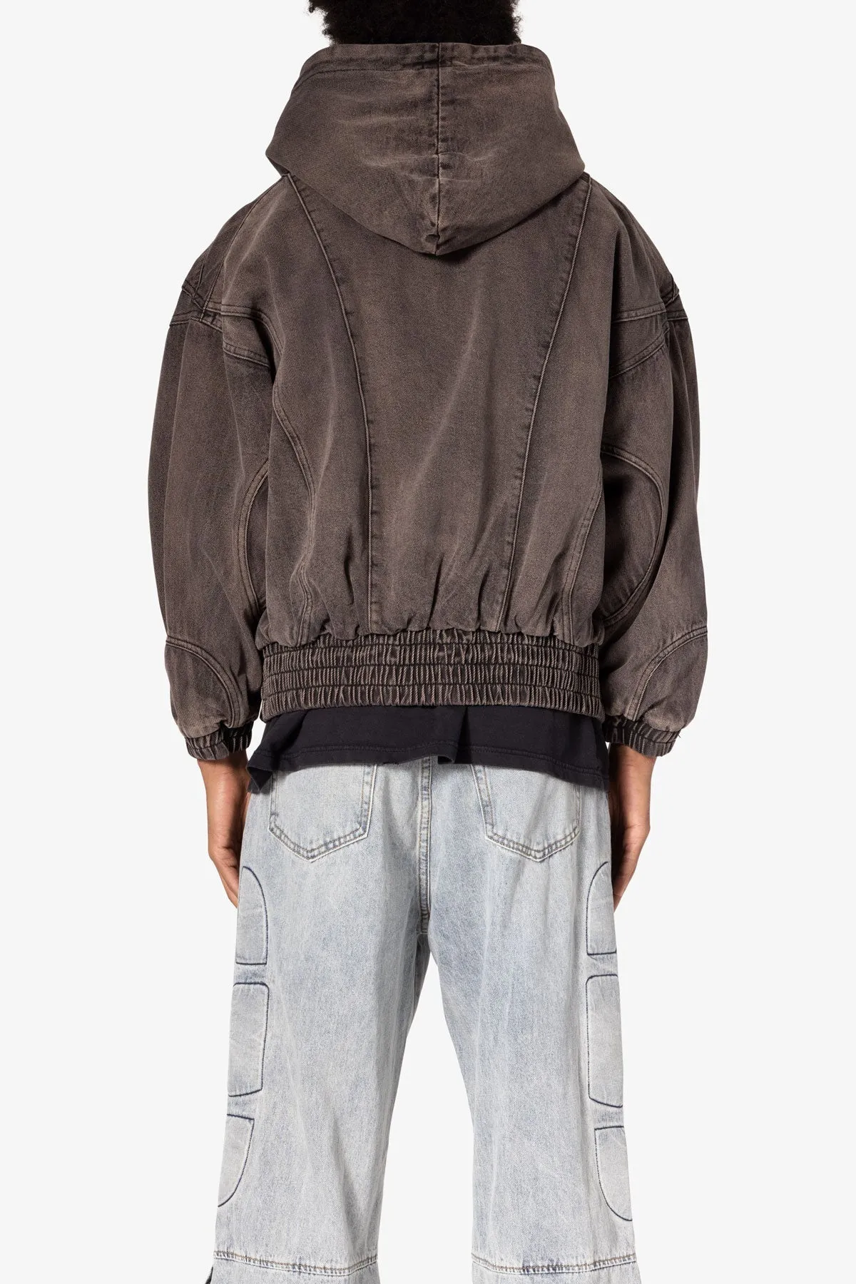 Cropped Baggy Bomber Hoodie - Washed Black sold by MNML product image thumbnail 5