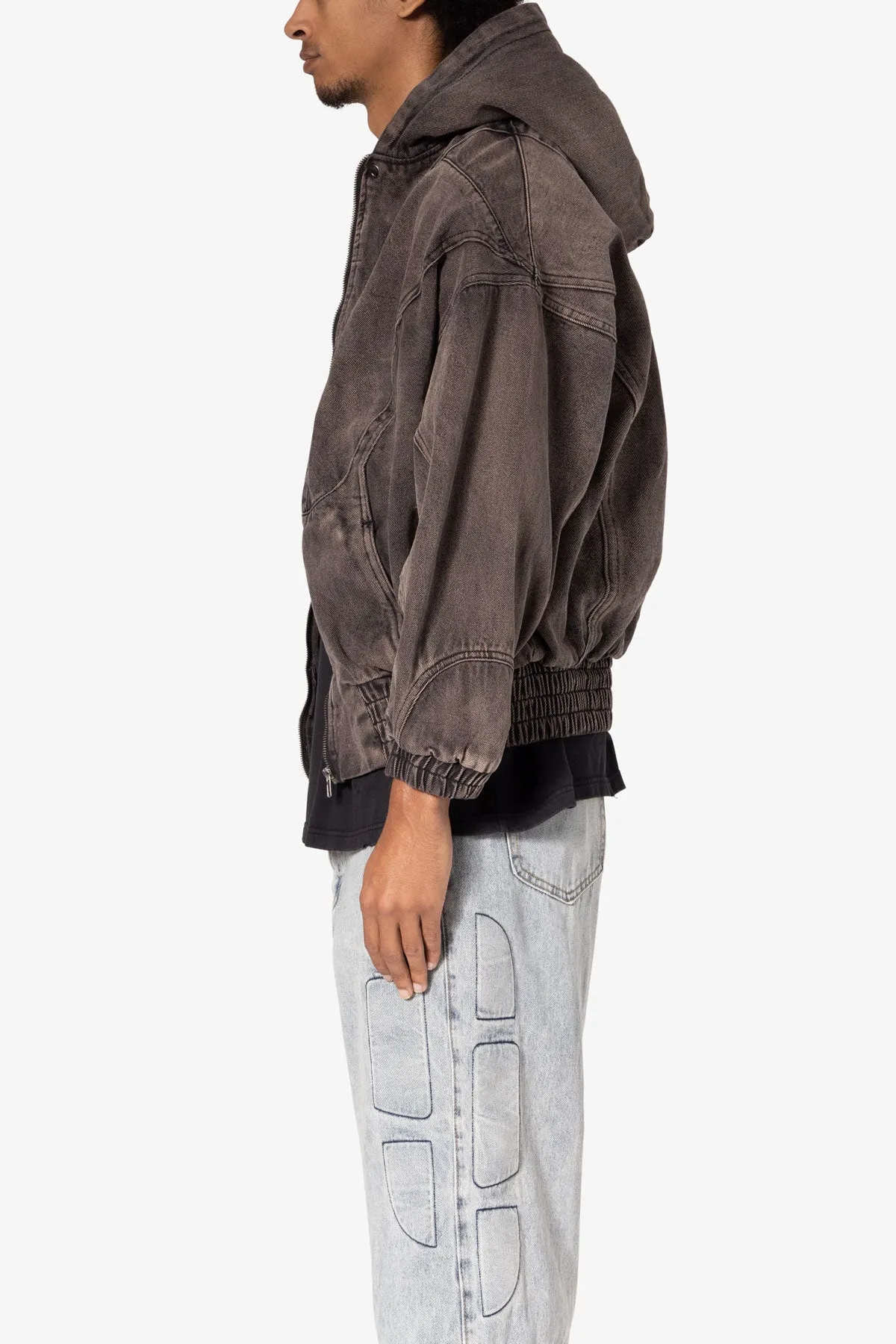 Cropped Baggy Bomber Hoodie - Washed Black sold by MNML product image thumbnail 4