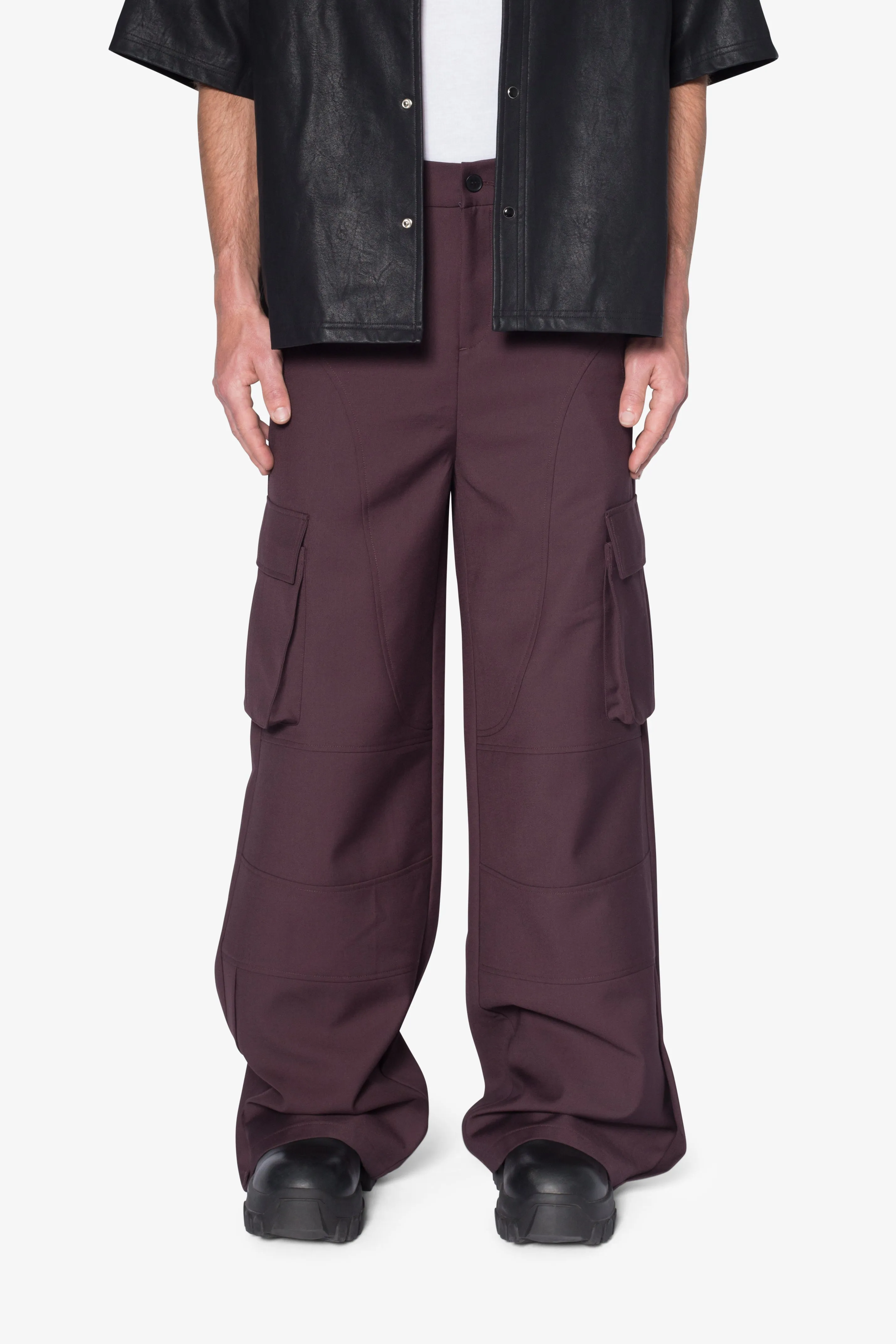 Baggy Cargo Trouser Pants - Burgundy sold by MNML