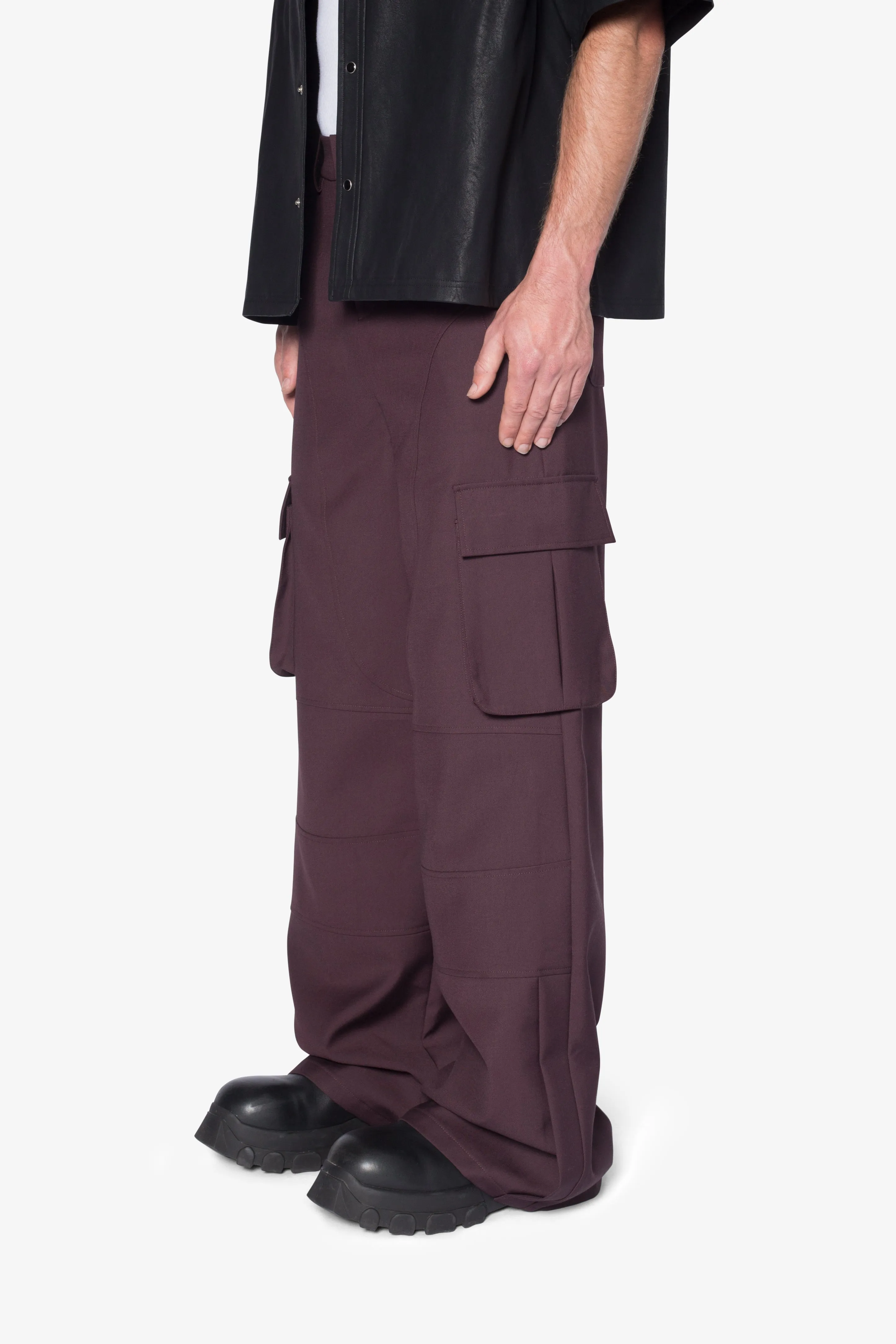 Baggy Cargo Trouser Pants - Burgundy sold by MNML product image thumbnail 3