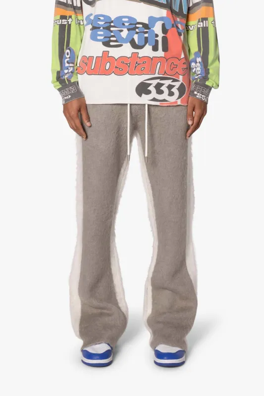 Fuzzy Stripe Sweatpants - Grey sold by MNML