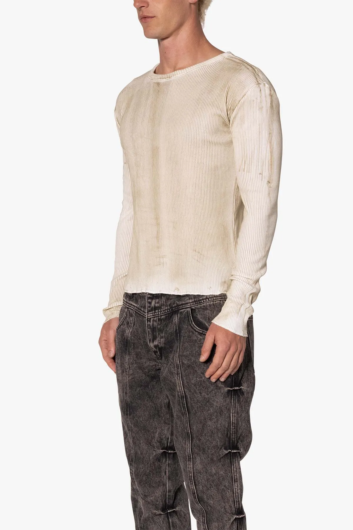 Heavy Knit Washed L/S Tee - Earth sold by MNML product image thumbnail 3