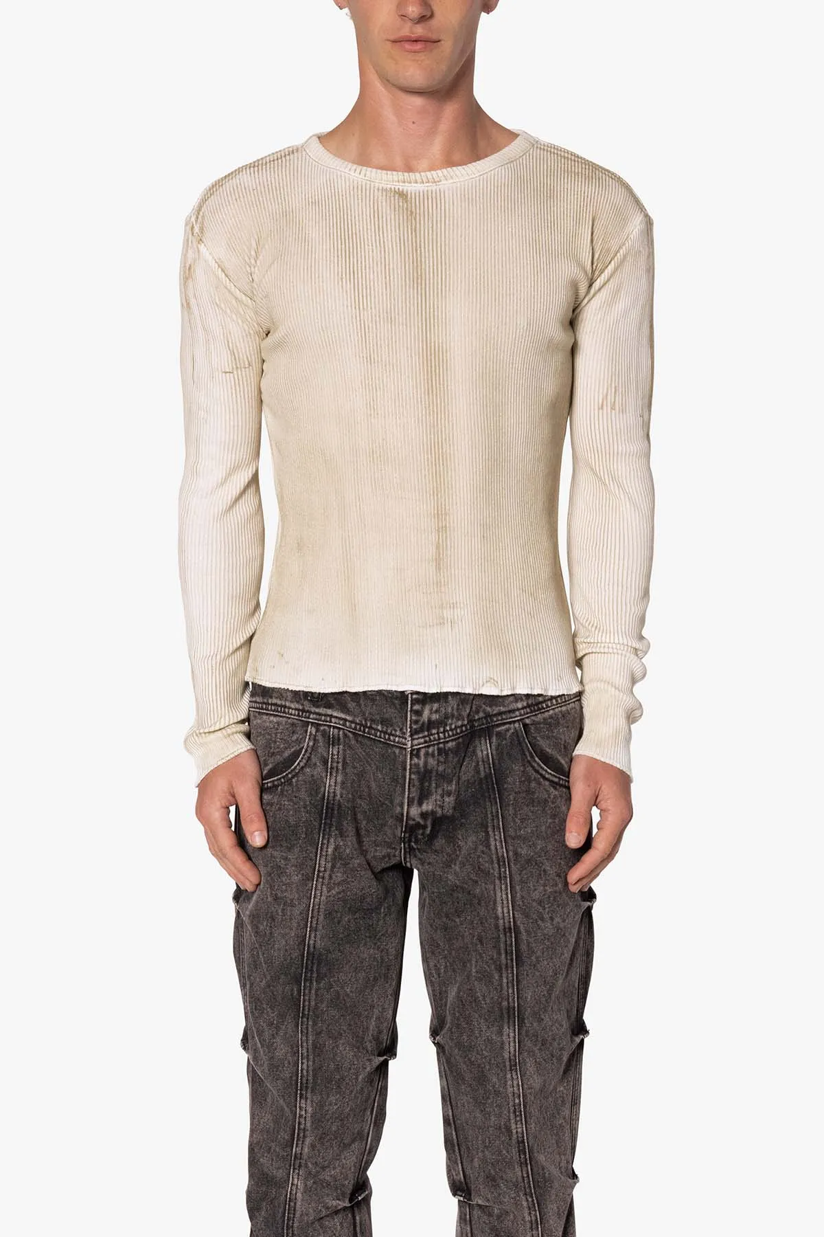 Heavy Knit Washed L/S Tee - Earth sold by MNML