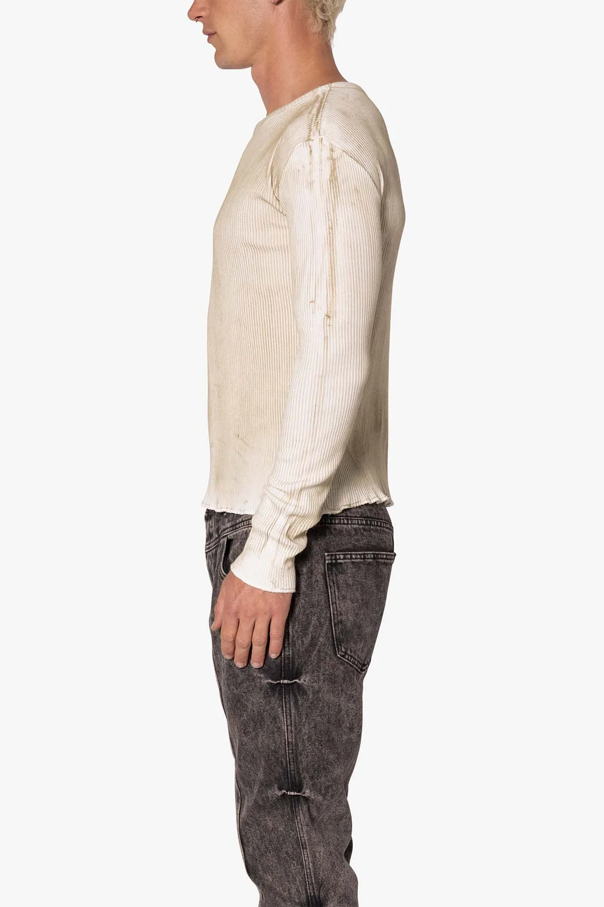 Heavy Knit Washed L/S Tee - Earth sold by MNML product image thumbnail 4