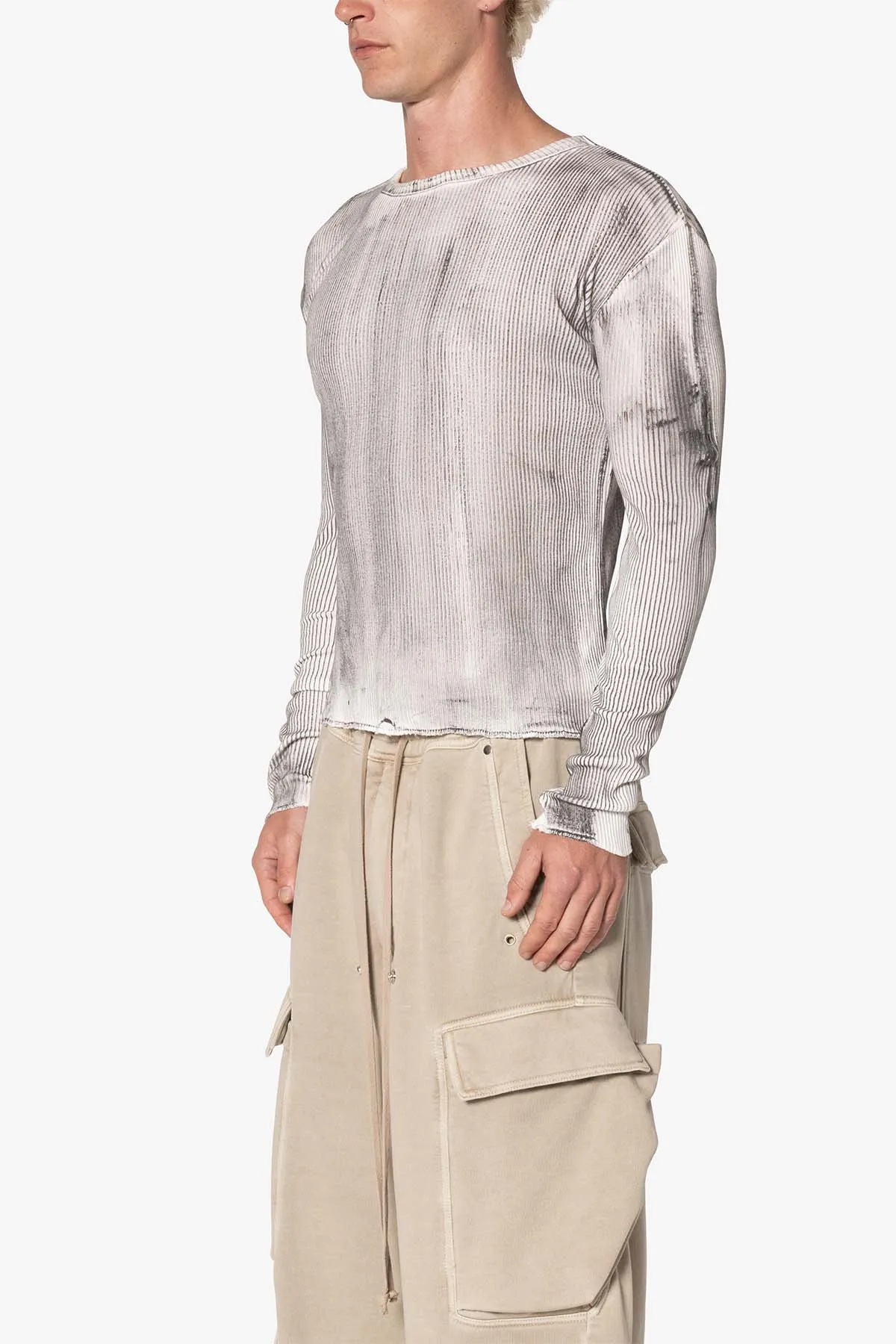 Heavy Knit Washed L/S Tee - Grey sold by MNML product image thumbnail 3