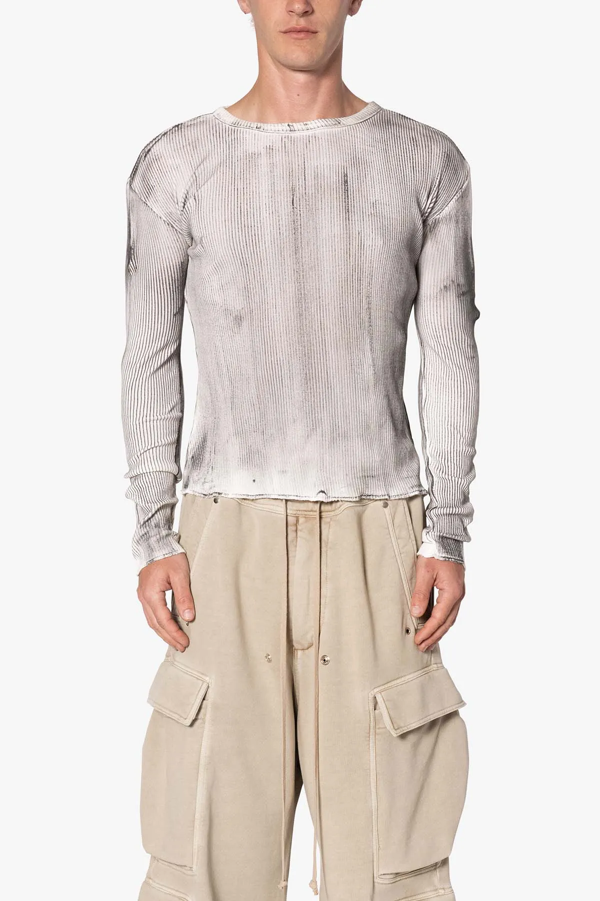 Heavy Knit Washed L/S Tee - Grey sold by MNML product image thumbnail 2