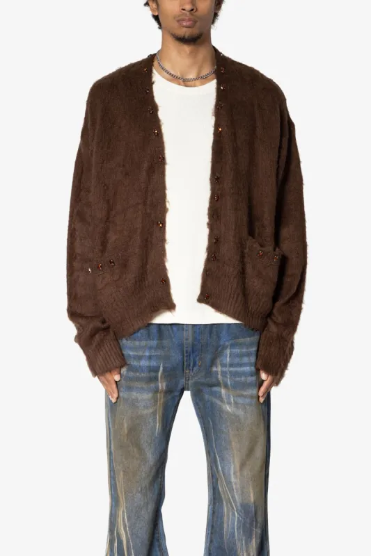 Sky Jeweled Cardigan Sweater - Brown made by MNML