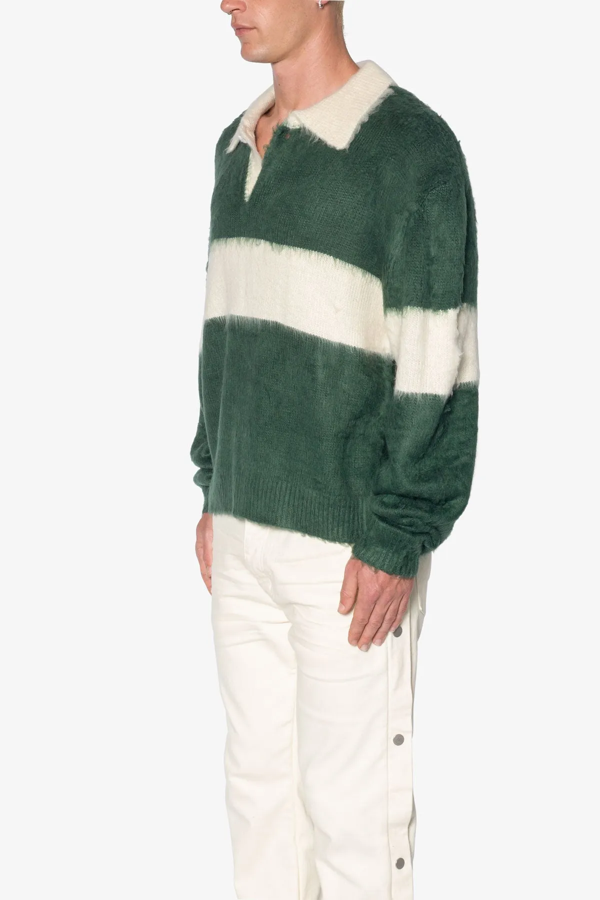 Mohair Rugby Sweater - Green/White sold by MNML product image thumbnail 4