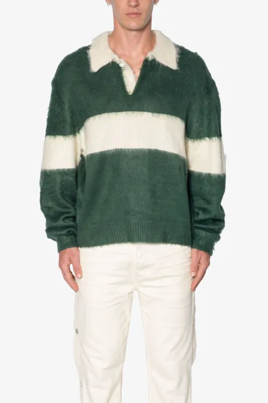 Mohair Rugby Sweater - Green/White sold by MNML