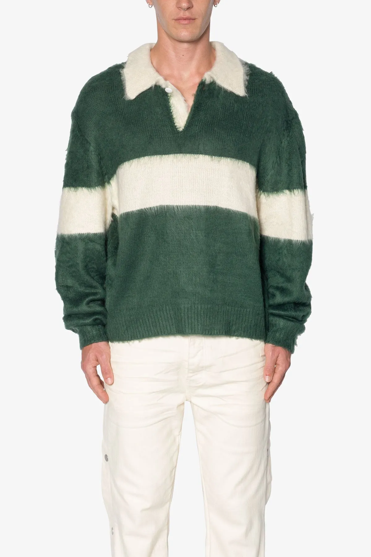 Mohair Rugby Sweater - Green/White sold by MNML