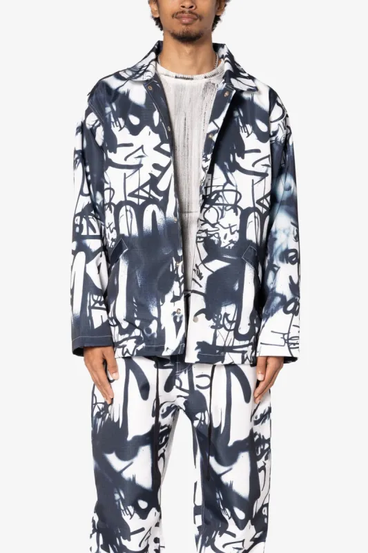Graffiti Coach Jacket - Black/White sold by MNML