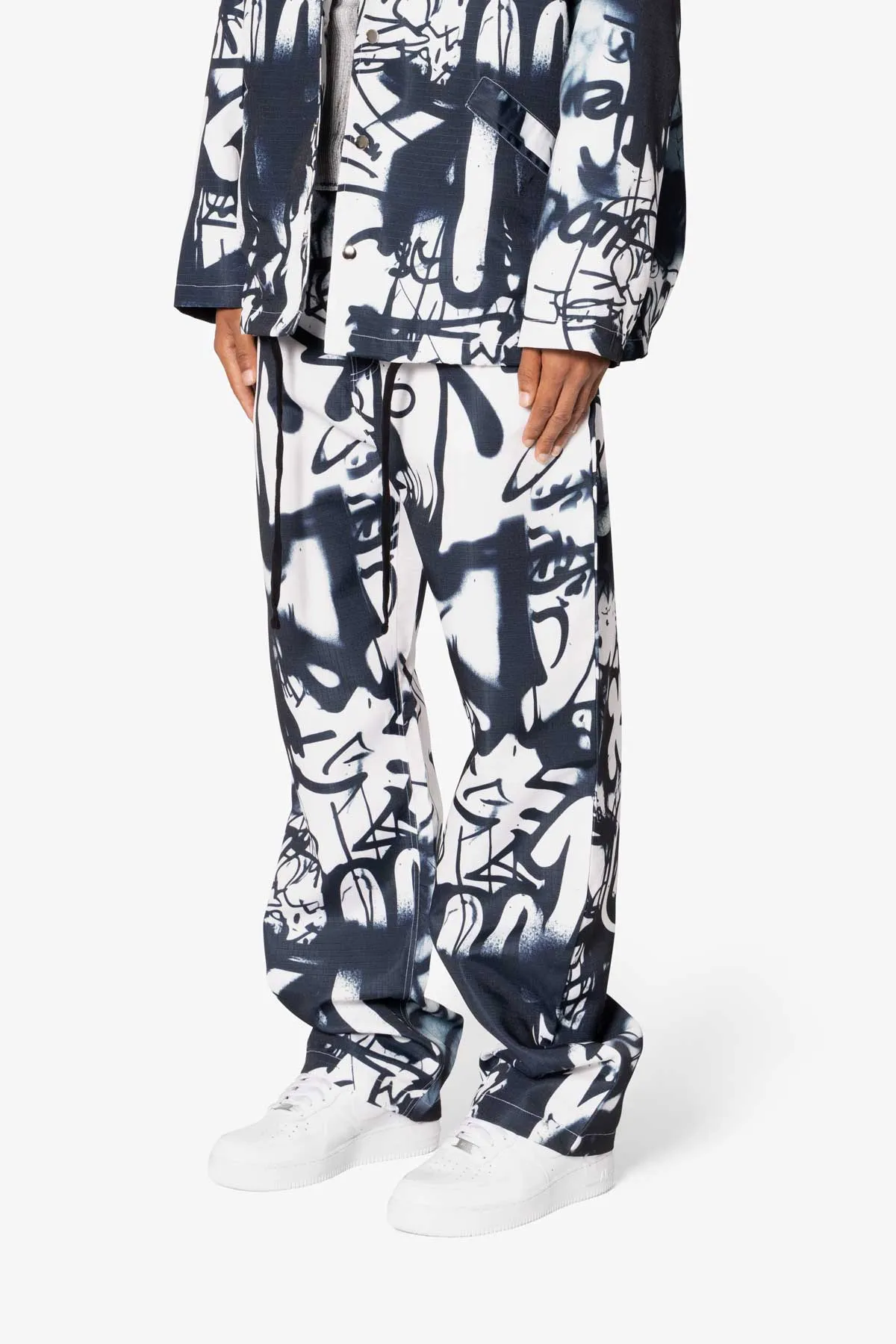 Graffiti Coach Pants - Black/White sold by MNML product image thumbnail 4