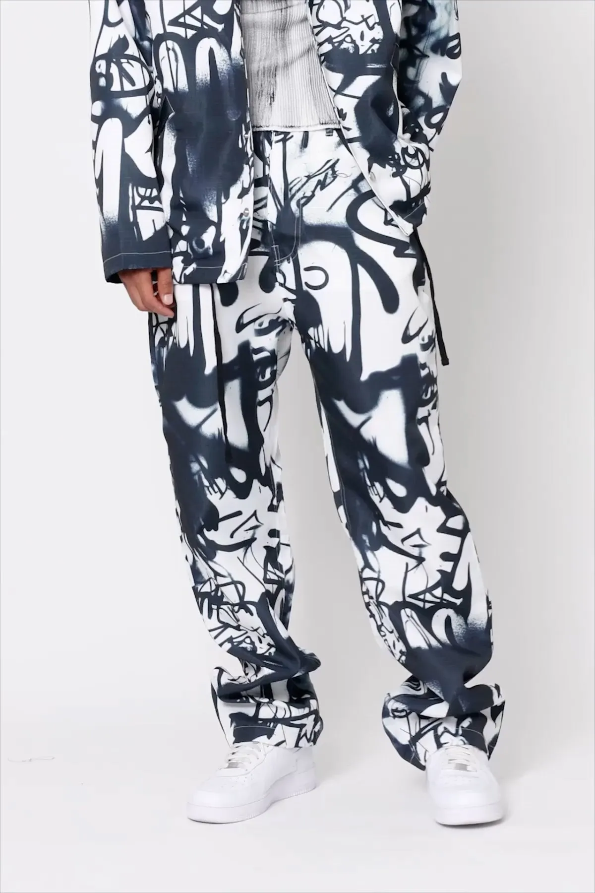 Graffiti Coach Pants - Black/White sold by MNML product image thumbnail 3