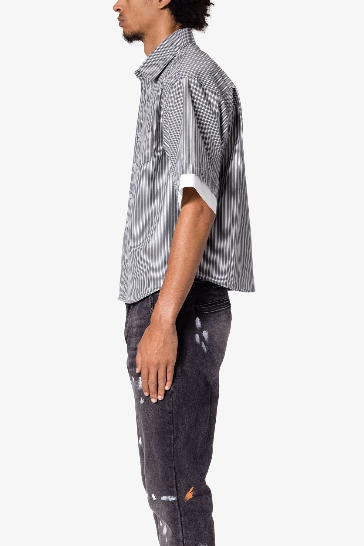 Dual Layered Striped Shirt - Black sold by MNML product image thumbnail 4