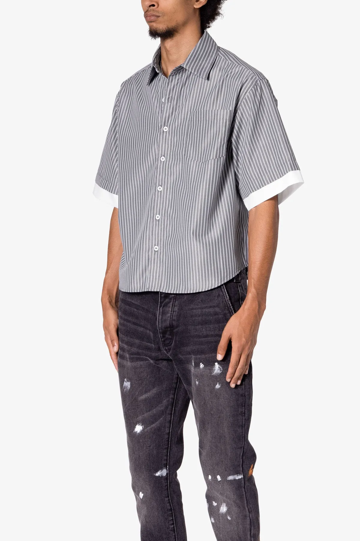 Dual Layered Striped Shirt - Black sold by MNML product image thumbnail 3