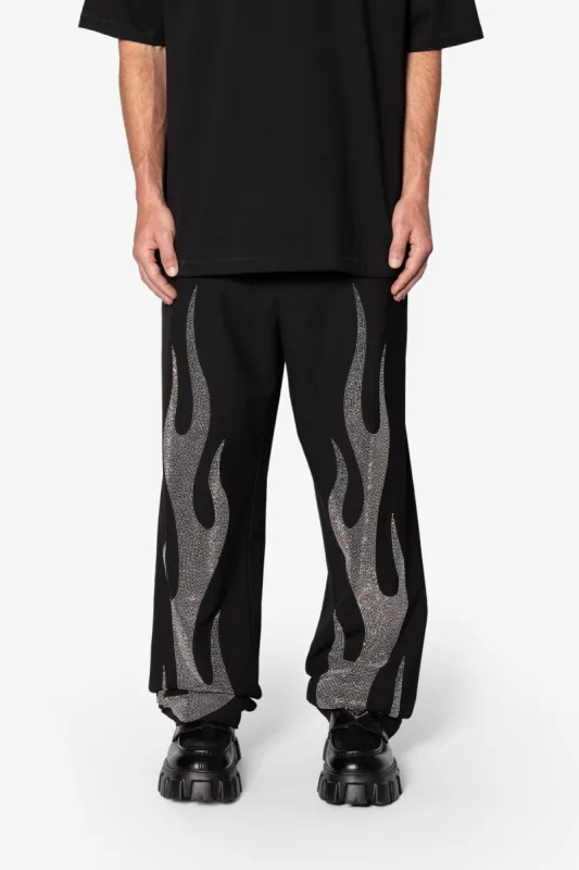 Ultra Baggy Flame Crystal Pants - Black sold by MNML
